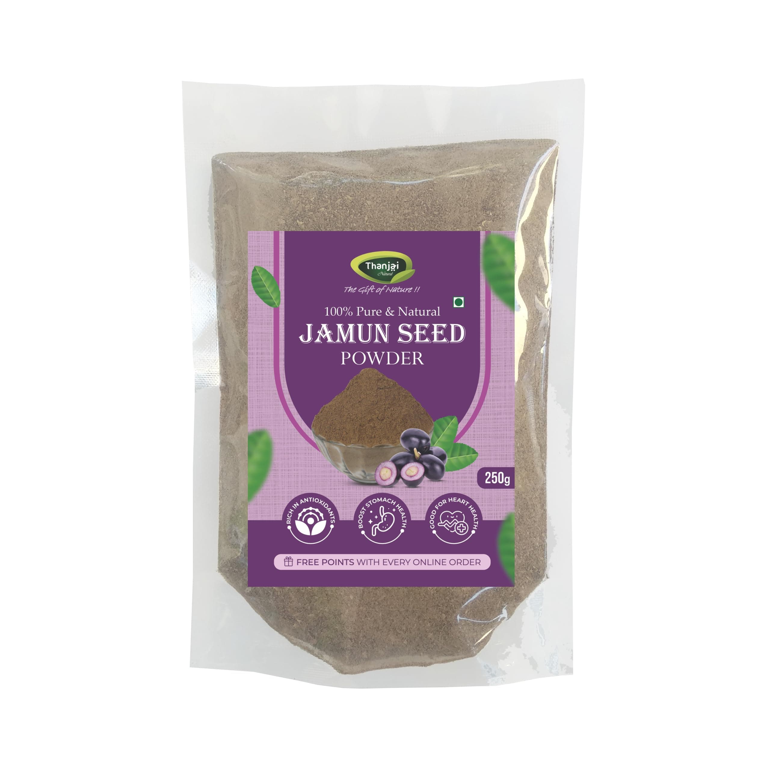 Thanjai Natural Jamun Seed Powder 250g X 4 | 100% Pure & Organic | Herbal Remedy for Body Care | Boosts Digestion & Immunity | Rich in Antioxidants | Ayurvedic Health Supplement | 1kg