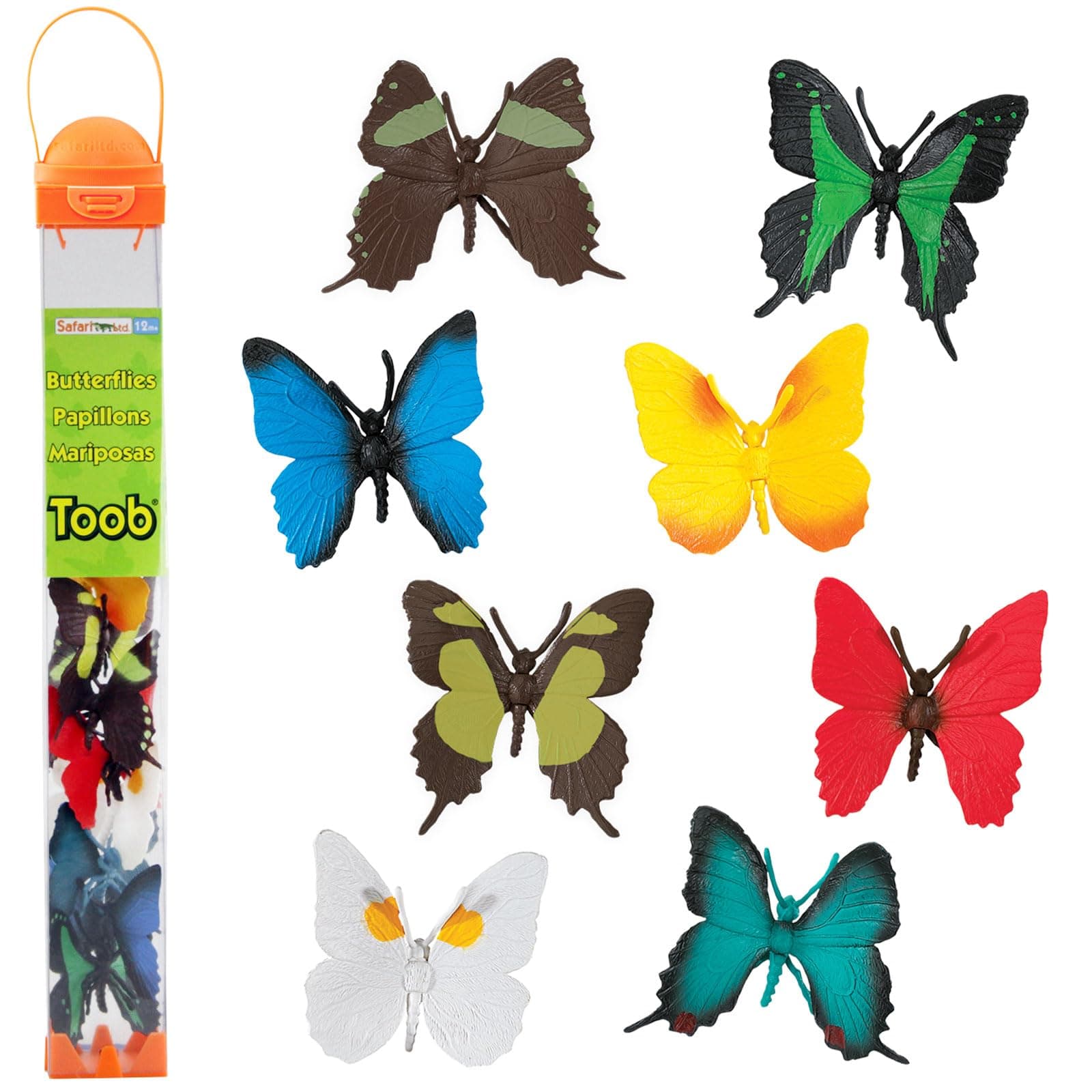 Butterflies TOOB - Figurines of Red Glider, Swallowtail, Orange & White Sulphur, Evenus Regalis, Papilio Garleppi & More - Educational Toy Figures For Boys, Girls & Kids Ages 3+