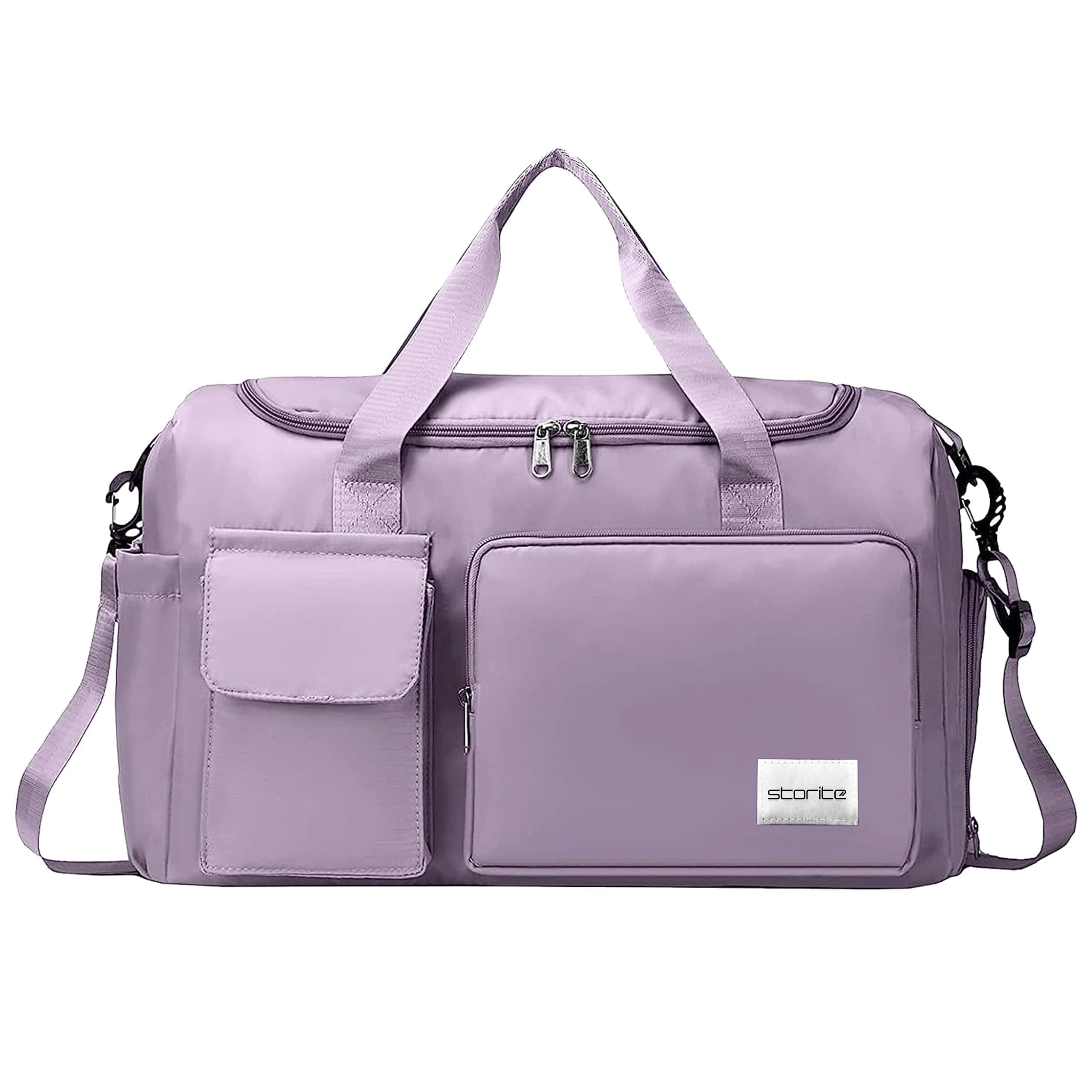 Nylon 44cm Travel Duffle Bag Gym Shoulder Bag for Women with Wet Pocket & Shoe Compartment Weekender Overnight Travel Luggage Bag for Men & Women(Purple, 44 x 18 x 29 cm)