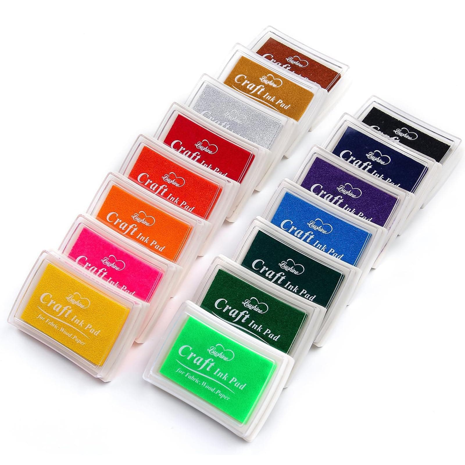 Lsunshine Craft Ink Pad Stamps Partner Diy Color,15 Color Craft Ink Pad for Stamps, Paper, Wood Fabric by Lsushine