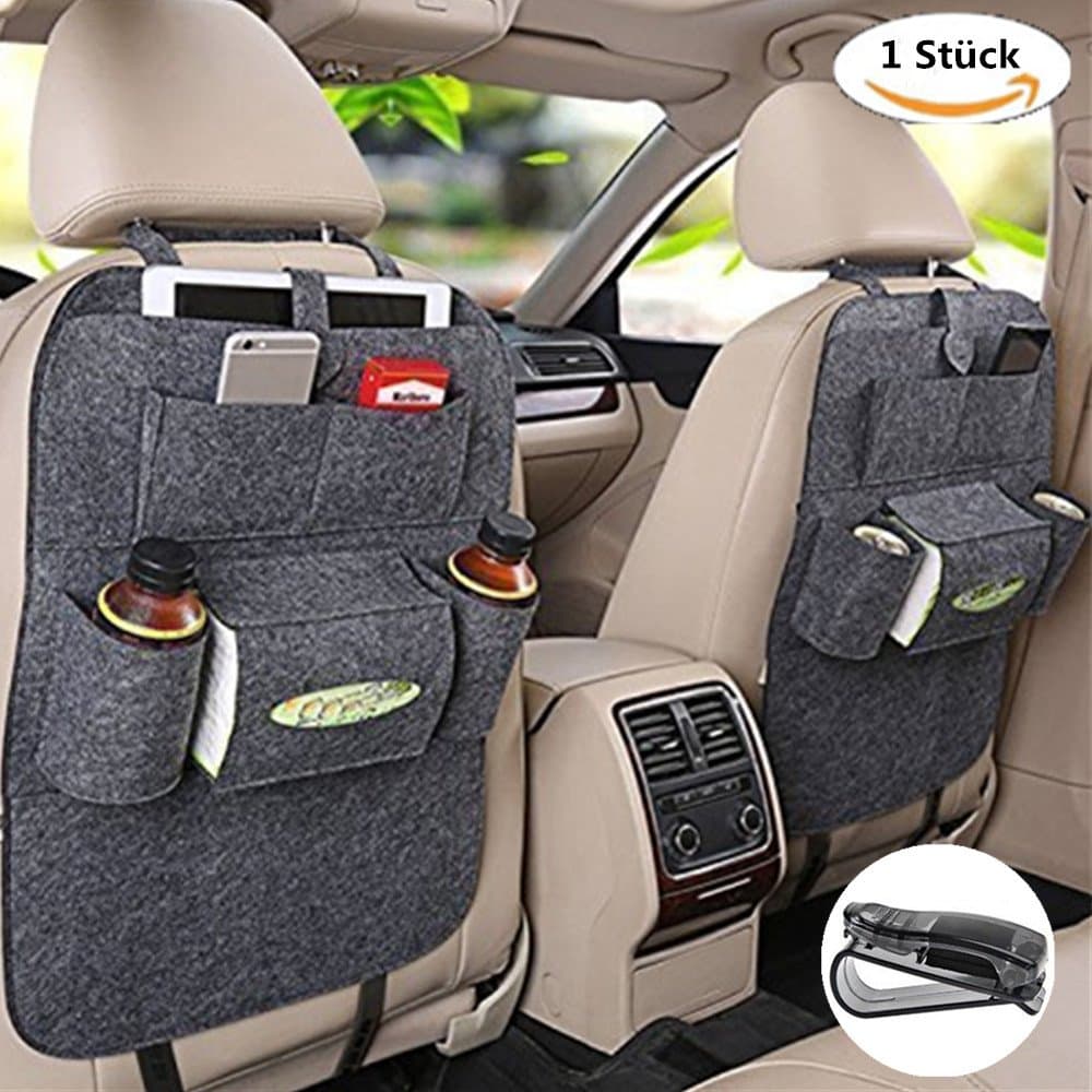 LCZ 1 Piece Car Back Seat Organiser，Auto Back Seat Organizer Wool Felt Seat Phone Bottle Holder, Spectacle frame，Tissue Box, toys