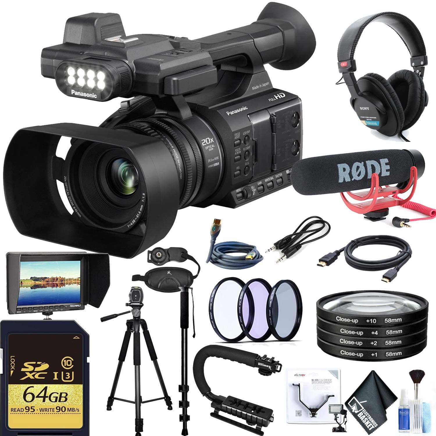 Panasonic AG-AC30 Full HD Camcorder with Touch Panel LCD Viewscreen and Built-in LED Light Advanced Combo