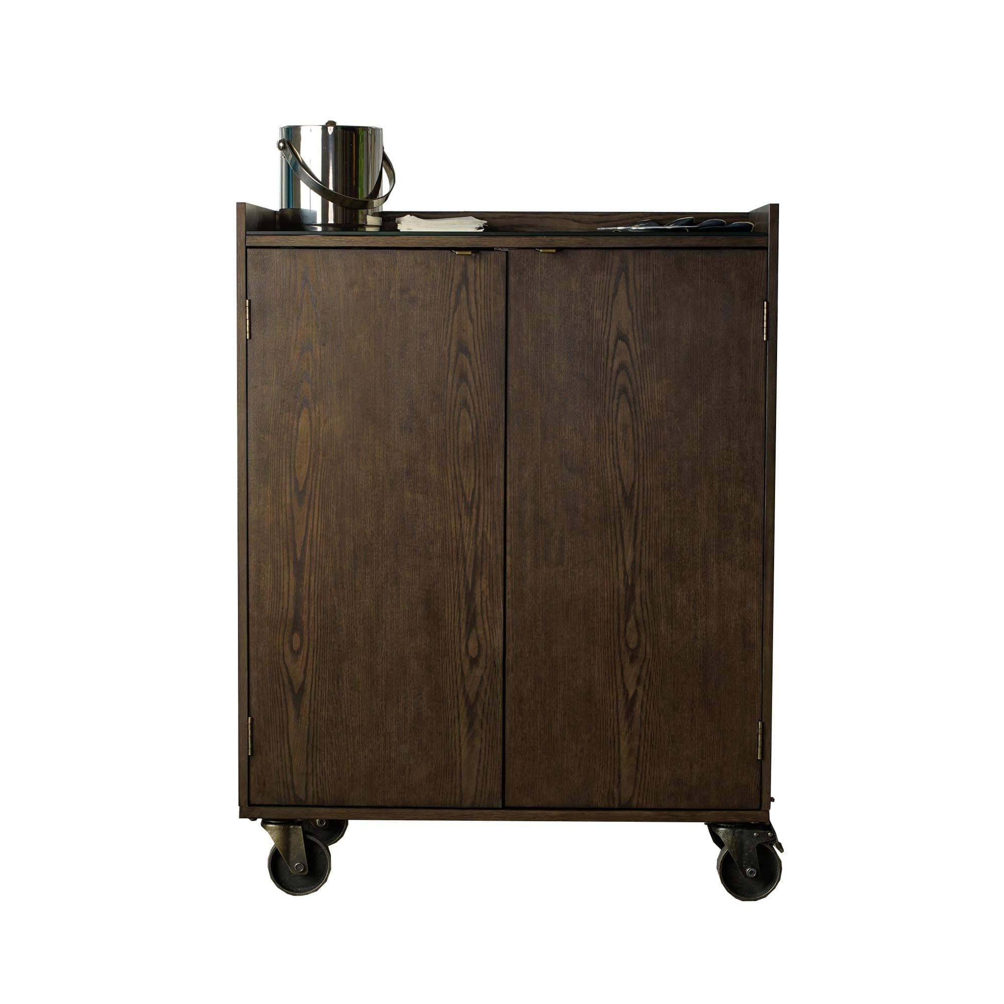 Posh Pollen Smith Burnish Rolling Bar Cart and Cabinet