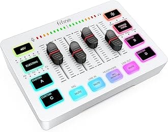 FIFINE Audio Mixer, Gaming Streaming PC Mixer with Slider Fader, XLR Microphone Interface, Monitoring, for Video/Game Voice/Podcast Recording-AmpliGame SC3W