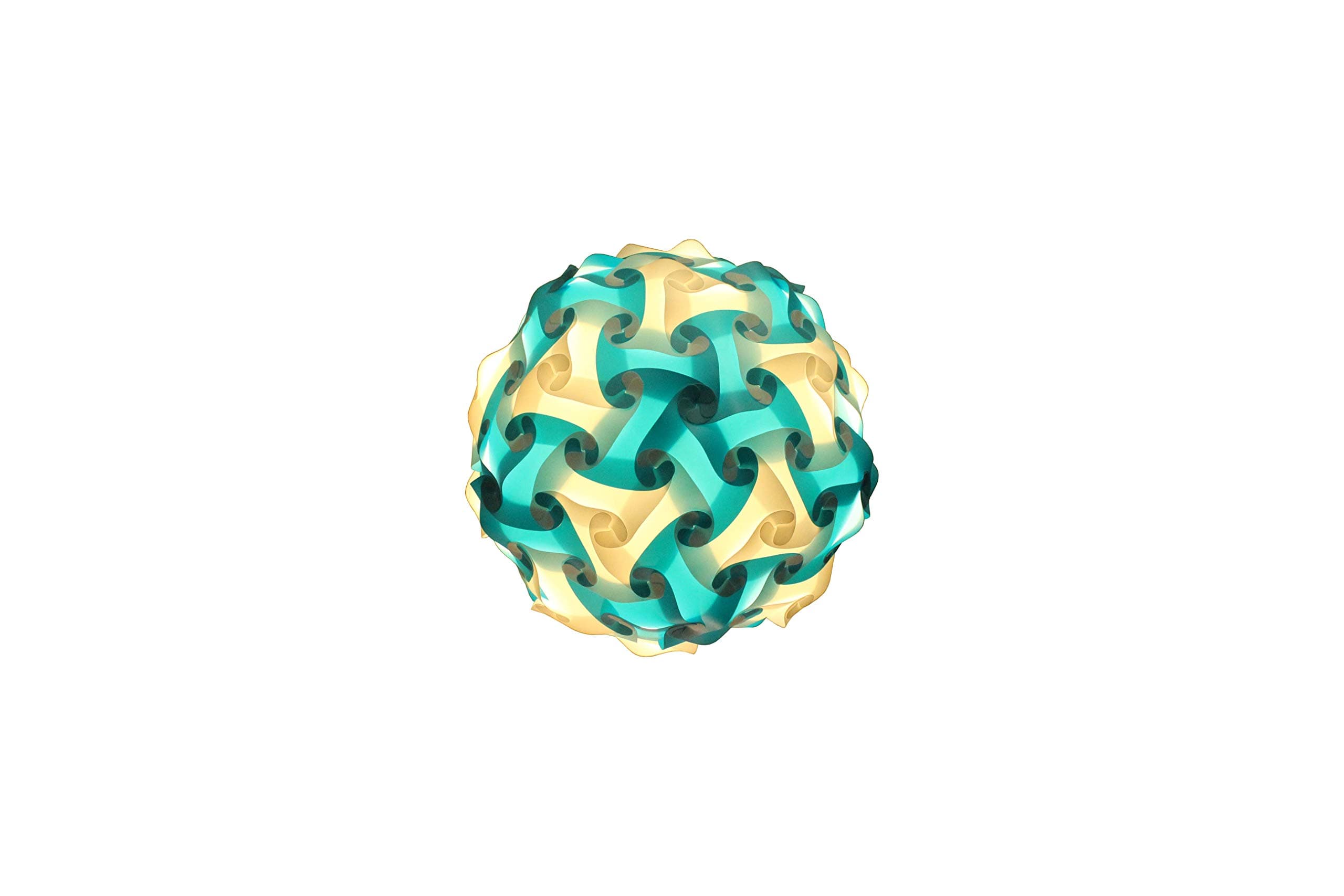 Fully Assembled Puzzle Lamp - IQ Light :Kaleido Lamps Handmade 2 Color Round Shape Ceiling Lamp Cord & Bulb Included 120 Elements (Turquoise)