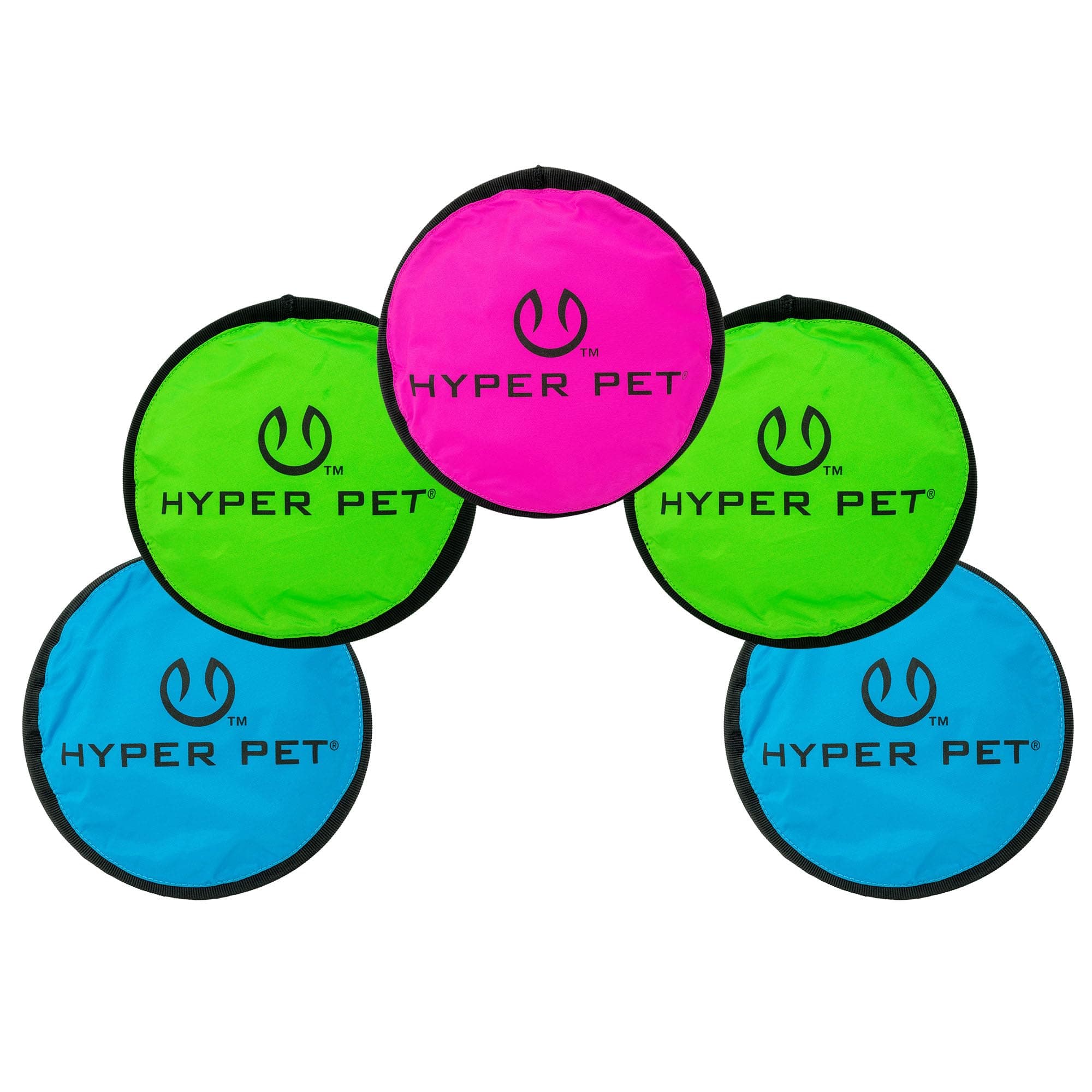 Hyper Pet Flippy Flopper Dog Frisbee Interactive Dog Toys [Flying Disc Dog Fetch Toy - Floats in Water & Safe on Teeth] (Pack of 5, Colors Will Vary)