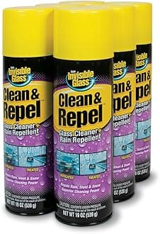 Invisible Glass 91184-6PK Clean & Repel – Aerosol Glass Cleaner and Rain Repellent, Cleans Exterior Windshields, Repels Rain, Sleet, Snow, Improves Wet Weather Driving Visibility – 19 oz (Pack of 6)