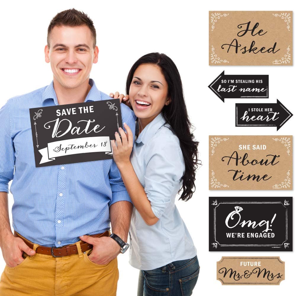 Big Dot of Happiness Engagement Announcement - Photo Prop Kit - 10 Count