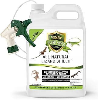 Natural Armor Lizard & Gecko Repellent Spray - Powerful Peppermint Formulation Repels All Types of Lizards & Geckos and Works Better Than Ultrasonic Gimmicks – 128 fl oz - Gallon Ready to Use