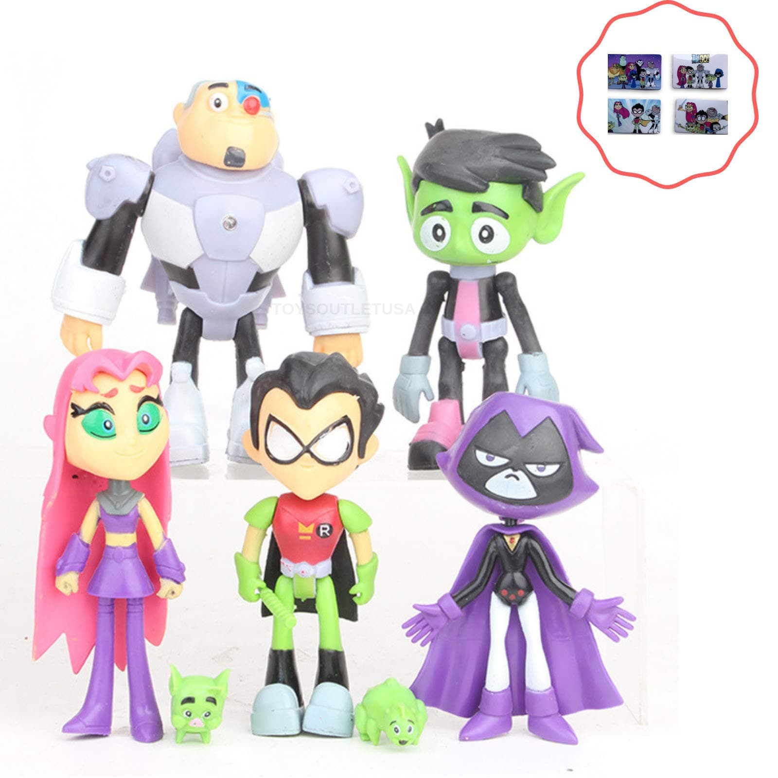 Teen Titans 5pcs Cake Topper Action Figure Toy Set | Bonus Sticker Included ToysoutletUSA