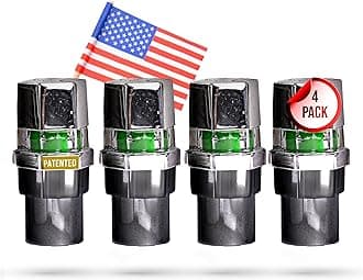 Quick Pressure Tire Pressure Monitoring Valve Caps Sensor Gauge - Advanced Detection System, 45 PSI Sensing Air Alert Indicator for Cars, Trailers, Bikes - Chrome-Plated, Pack of 4