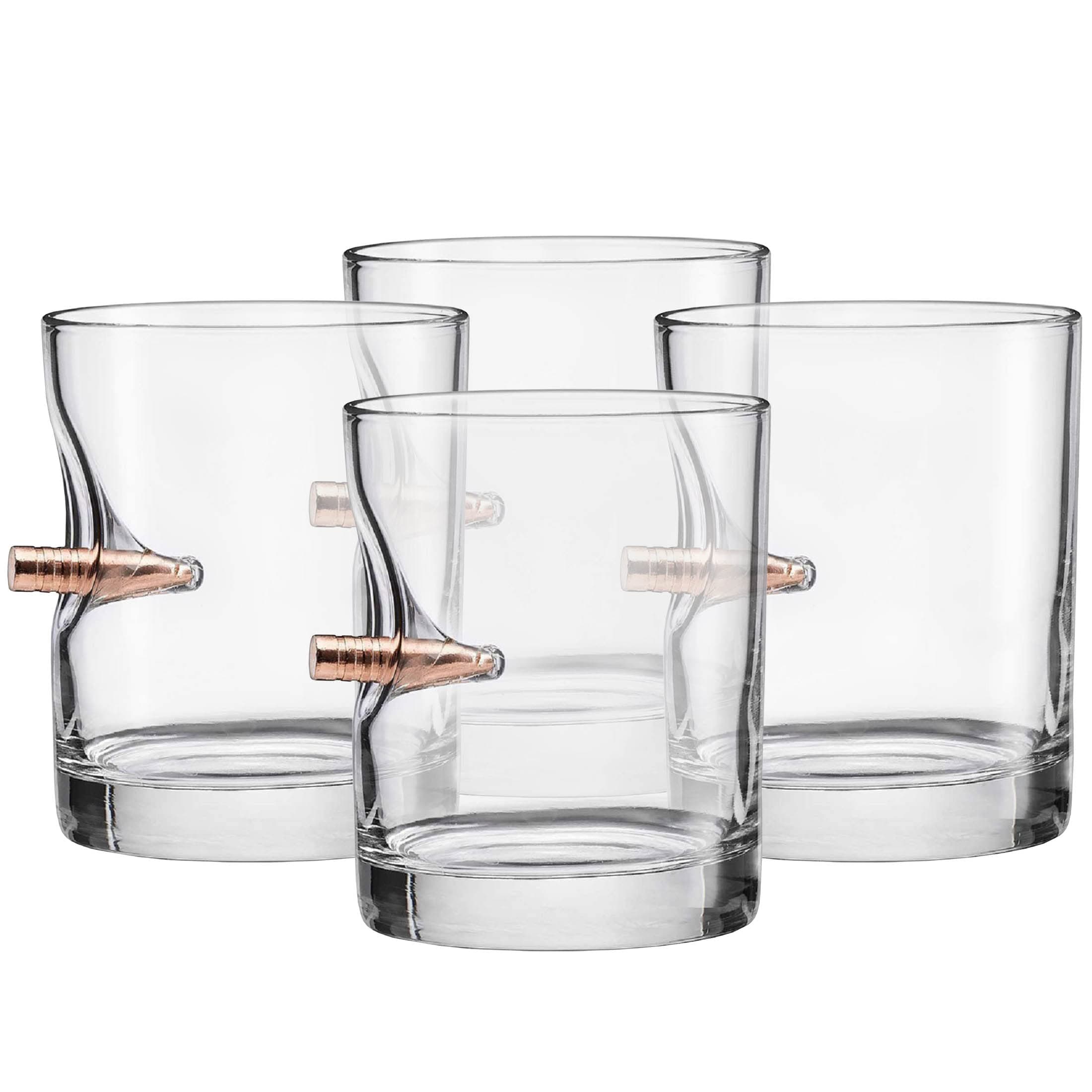 Rocks Glass with Real .308 Bullet - 11oz | Made in the USA [Set of 4]