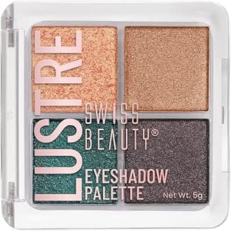 Swiss Beauty Lustre Eyeshadow Palette | 4 Highly Pigmented Shades in Matte & Shine |Long-Lasting | All Skin Types | Shade- Party All Night, 5gm