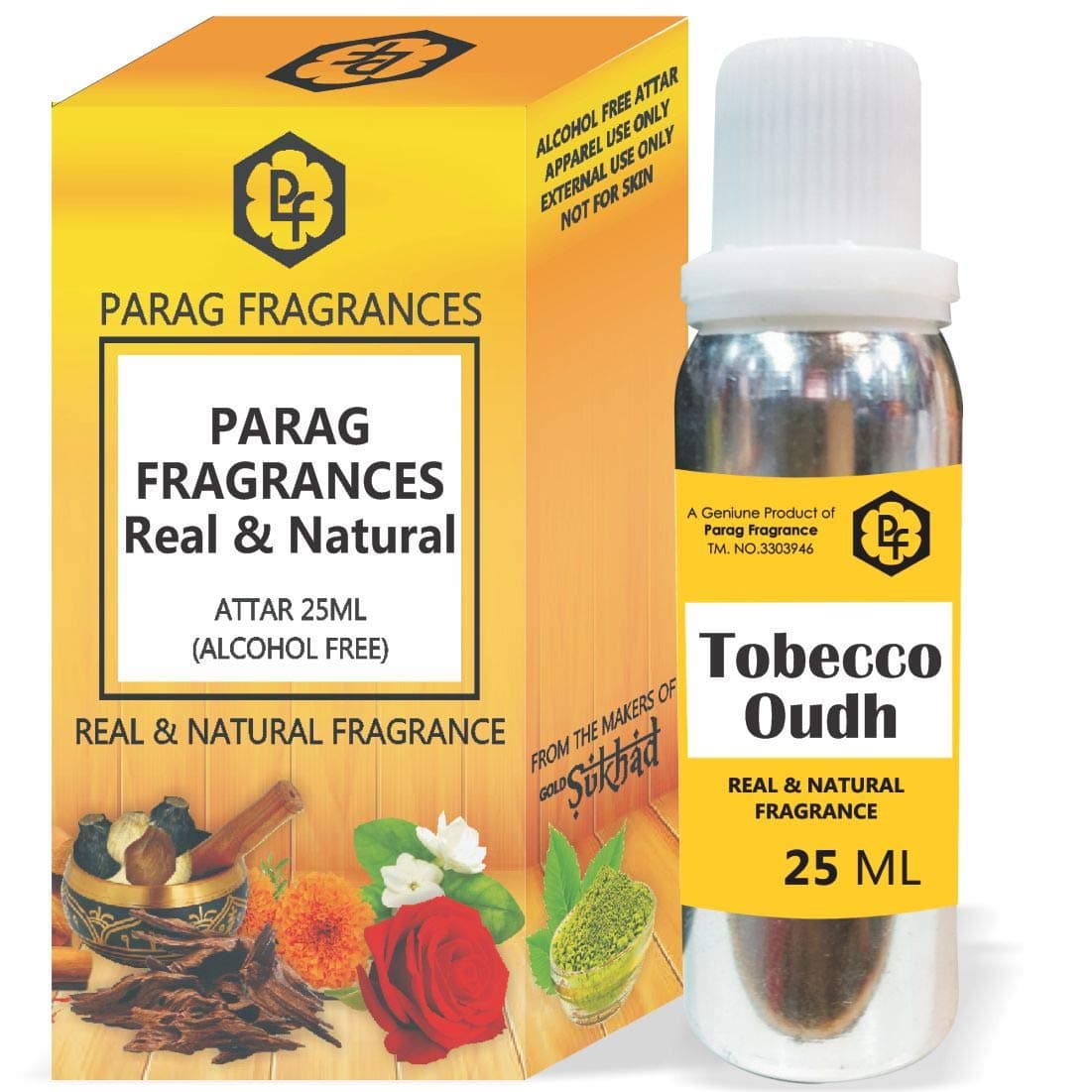 SHINE MILL Parag Fragrances 25ml Tobecco Oudh Attar with Fancy Empty Bottle (Alcohol Free, Long Lasting, Natural Attar) Also Available in 50/100/200/500 Pack