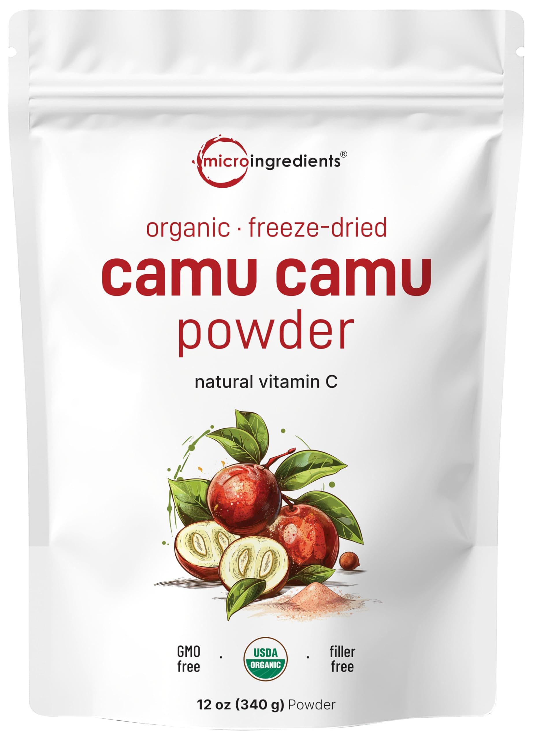 Peruvian Camu Camu Powder Organic, (Natural Vitamin C Powder), 8 Ounce, Strongly Supports Energy and Immune System, No GMOs and Vegan Friendly