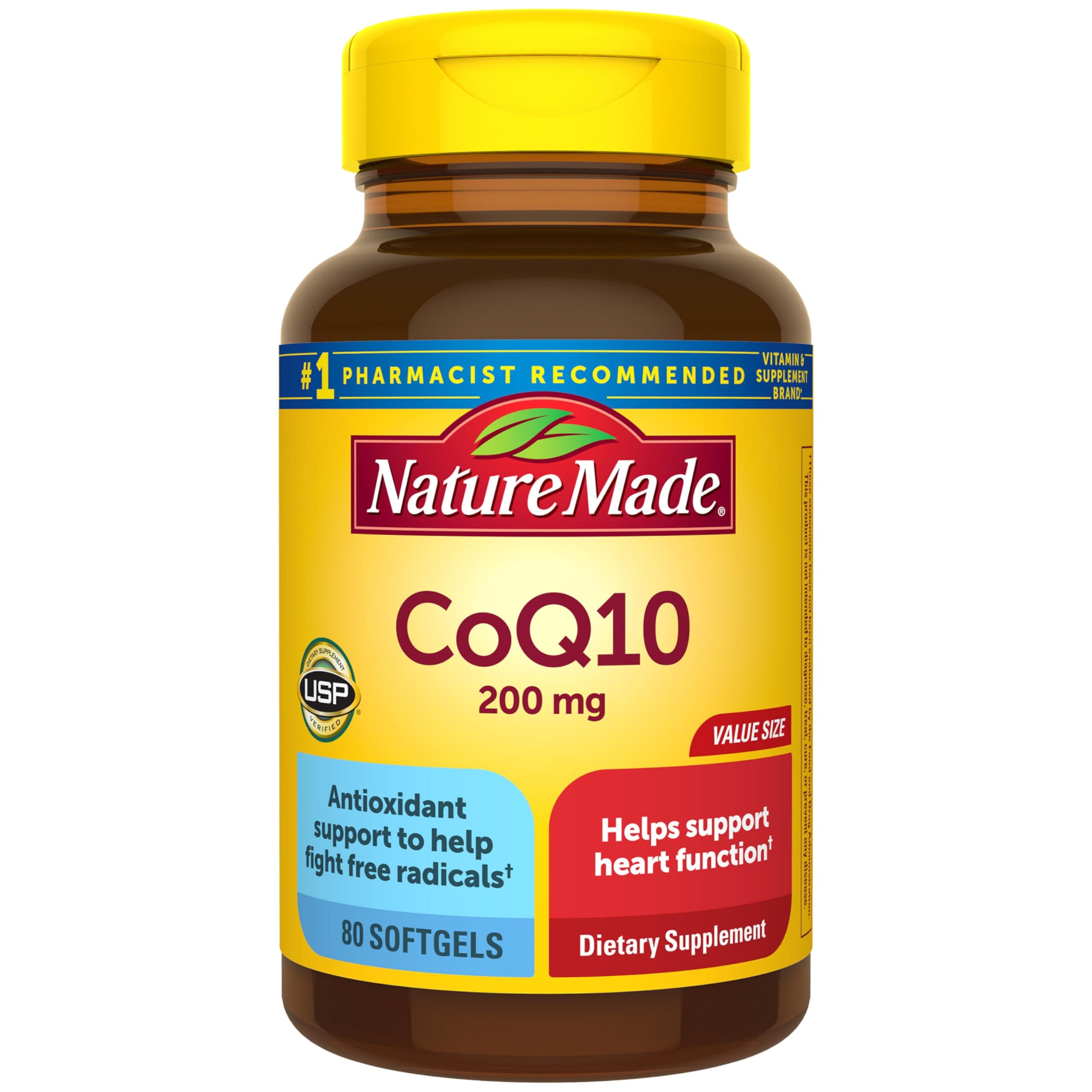 CoQ10 200mg Softgels, Dietary Supplement for Heart Health Support, 80 Softgels, 80 Day Supply