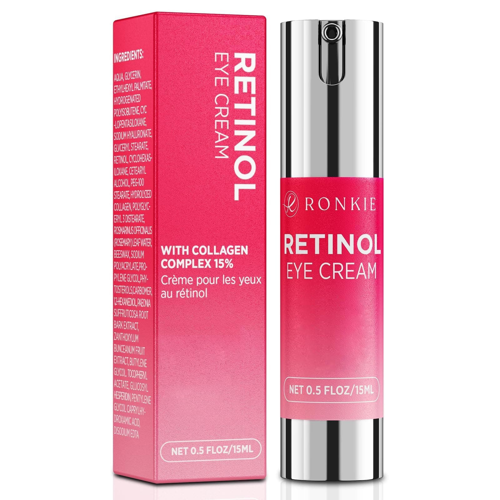 Eye Cream for Dark Circles: Anti-Wrinkle Eye Cream with Hyaluronic Acid - Reduce Under Eye Bags 1 Fl Oz (Pink)