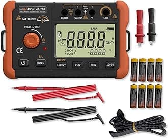 LEAGY VAD78 Digital Insulation Resistance Tester - Accurate Megohm Meter for DC/AC Voltage Testing (20-1500V, 20-750V) and Resistance Measurement (0-5000 Megohms)