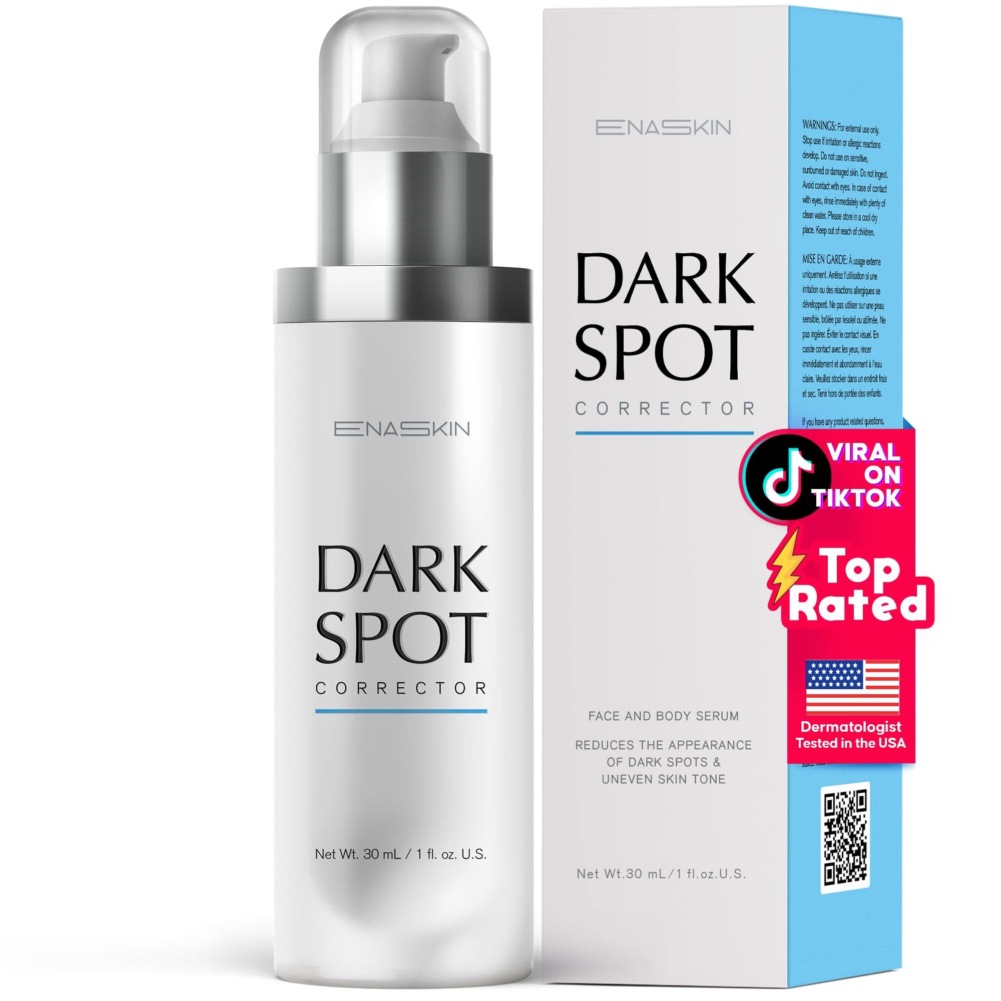 Enaskin Dark Spot Remover Face & Body Serum: Age Sun Freckles Melasma Brown - Advanced Formula With Niacinamide For Women And Men (1.0 Fl Oz)