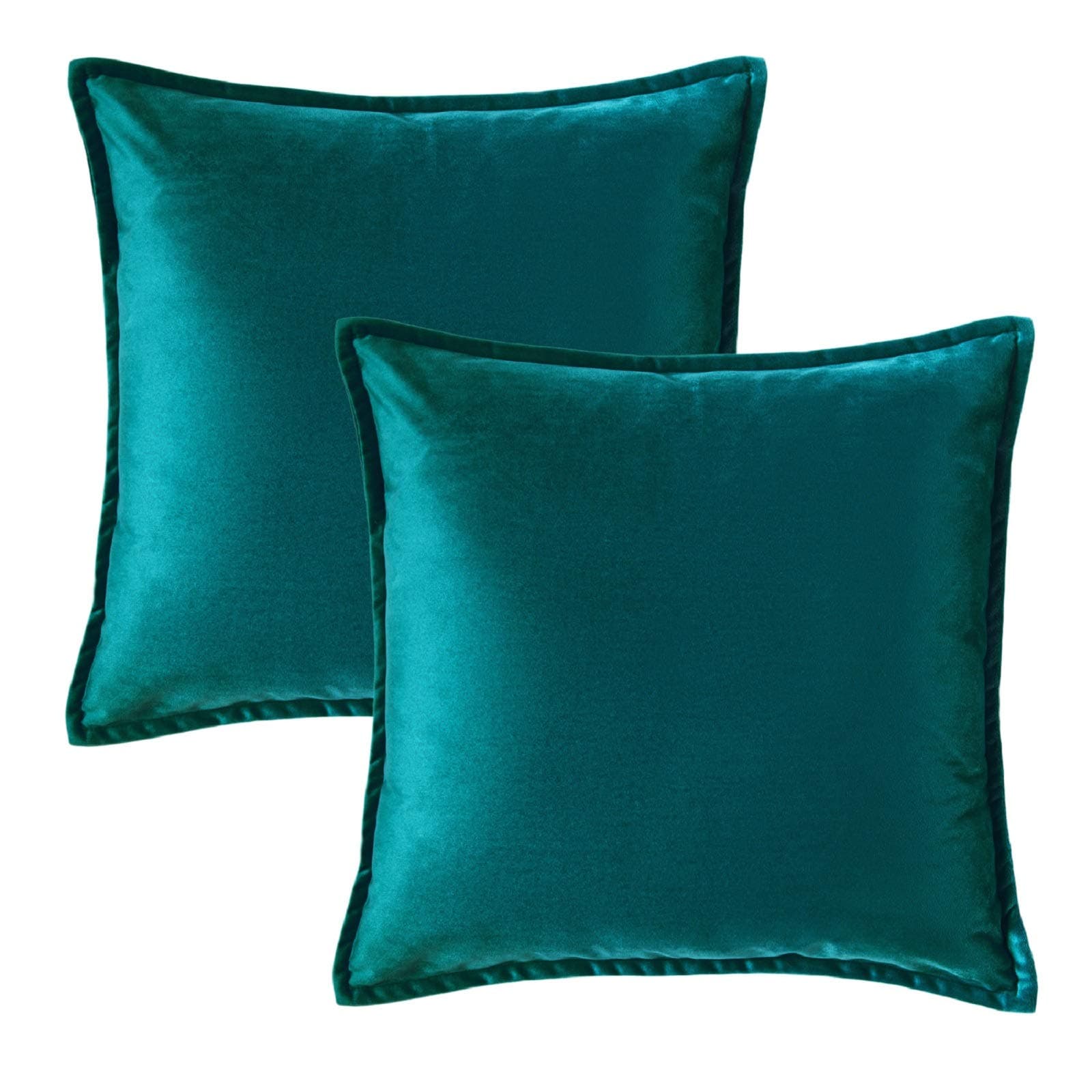 Bedsure Velvet Cushion Cover 2 Pack Teal Decorative Pillowcases for Sofa and Couch, 40cm x 40cm (16in x 16in)