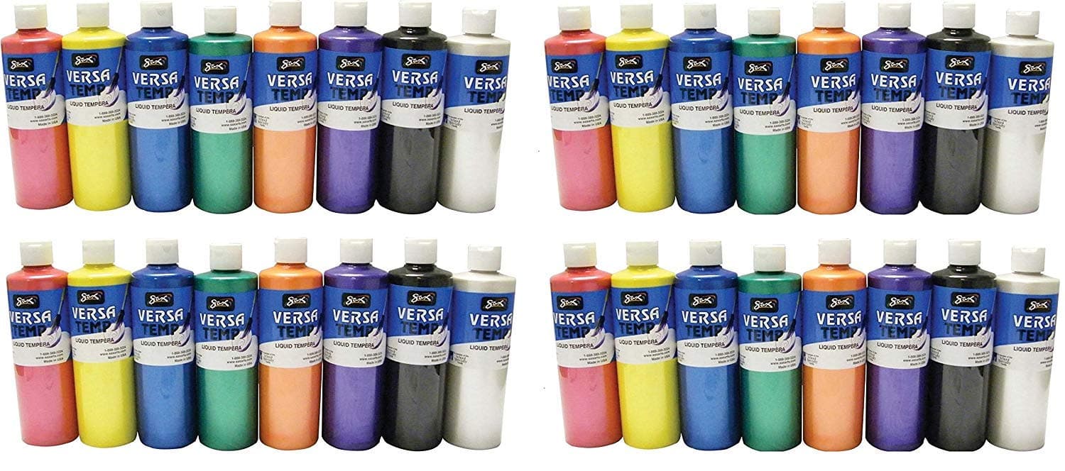 Sax Versatemp Heavy-Bodied Pearls Tempera Paint, 1 Pint, Assorted Colors, Set of 8-1440733 (4 X Pack of 8)