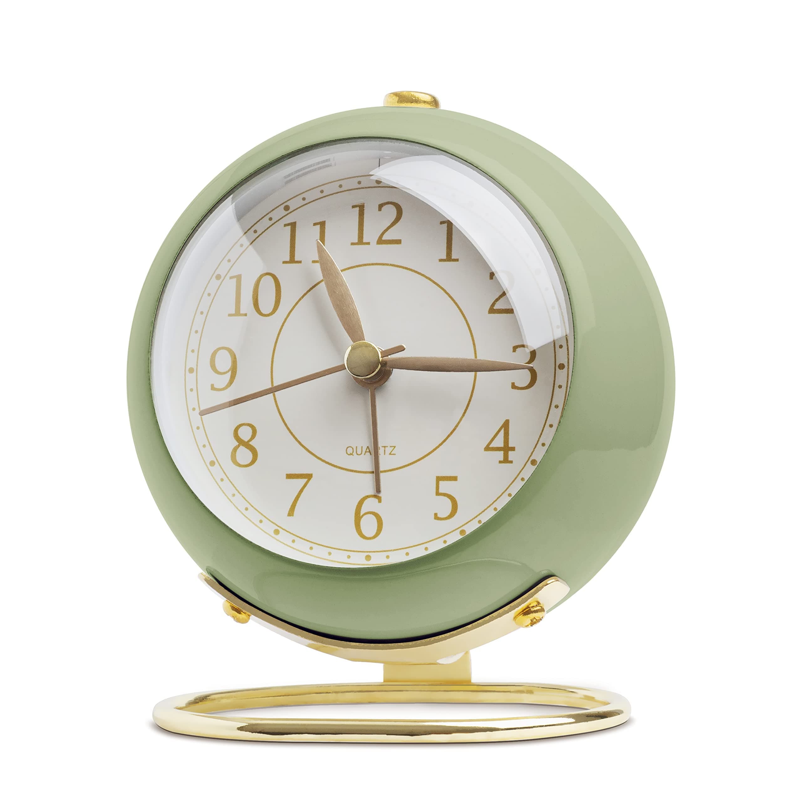 SHISEDECO Small Tableclocks Classic Non-Ticking Tabletop Alarm Clock with Backlight, Battery Operated Astronaut Deskclock with HD Glass for Living Room Bedroom Bedside Indoor Decor (Green)