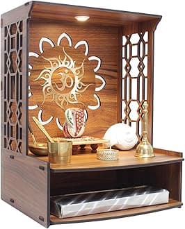 Puzzle Berry Wall Mounted Wooden Pooja Mandir for Home & Office with LED Spot...