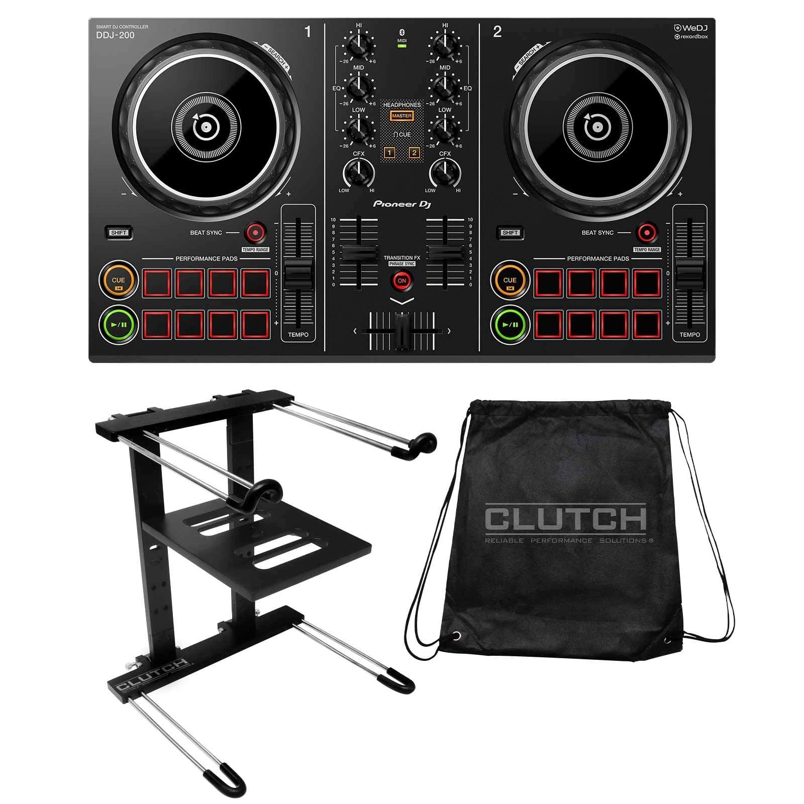 Pioneer DDJ-200 2-Deck Portable Smartphone Starter DJ Controller w Laptop Stand