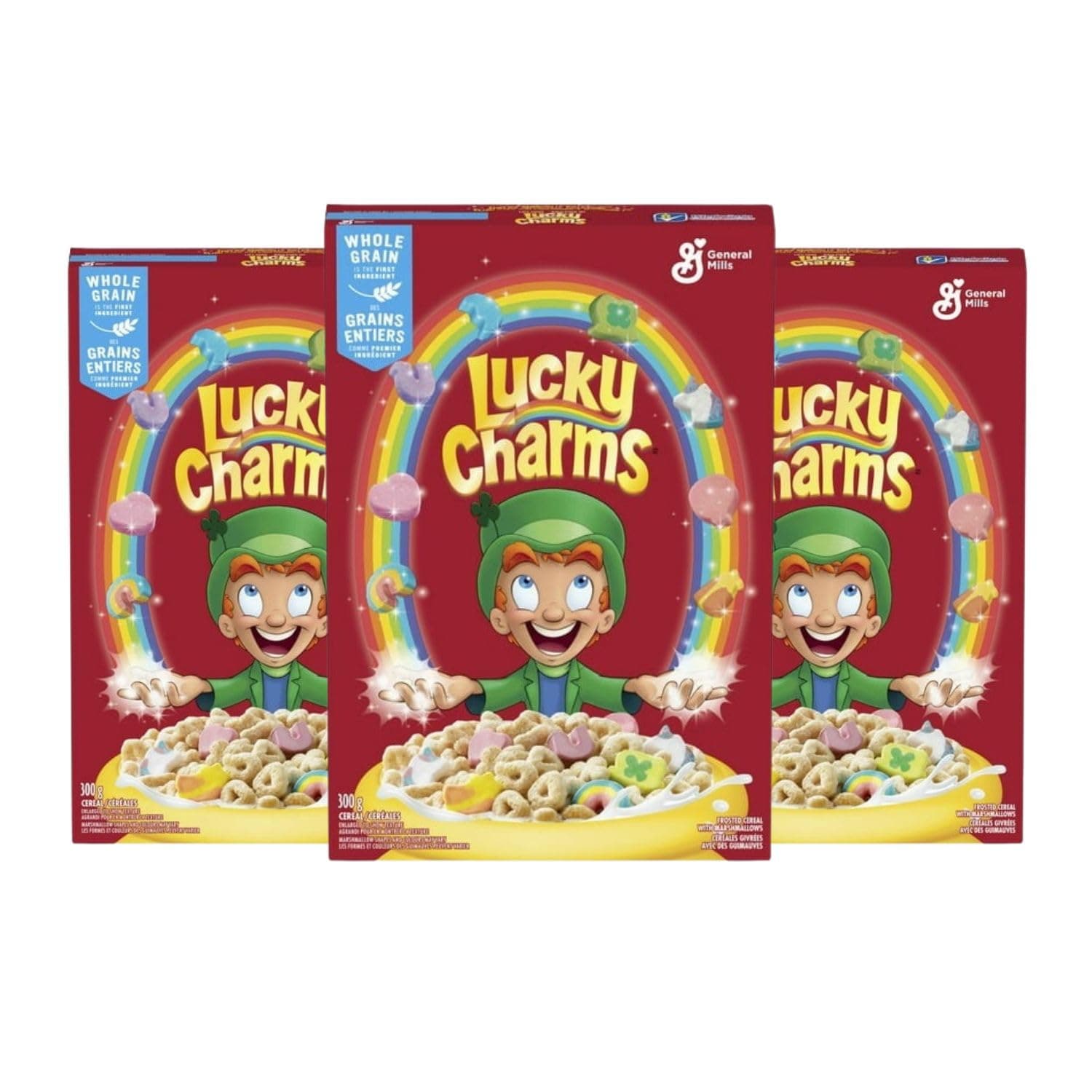 Generic Lucky Charms Breakfast Cereal with Marshmallows, Whole Grains, 300g/10.6 oz (Pack of 3) Shipped from Canada