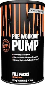 - Animal Pump Pre-Workout Supplement – for Energy, Focus and Muscle Volumizing, with Nitric Oxide Boosters Including Stims and Nootropics, Creatine, and Ultimate Pump Enhancer, 30 Packs