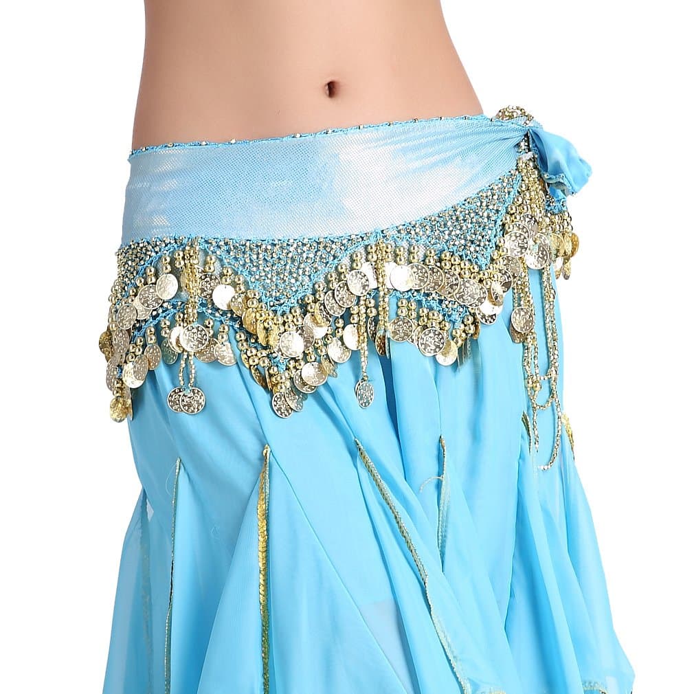 ZLTdream Women's Belly Dance Necklace Hip Scarf With Gold Coins
