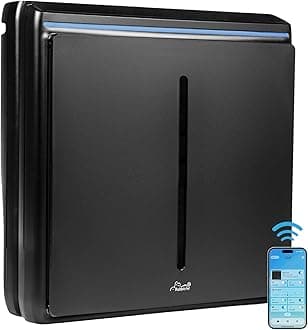 Rabbit Air A3 SPA-1000N Air Purifier HEPA Filter - Ultra Quiet, WiFi-enabled, Wall Mountable HEPA Air Purifiers for Home, Pets, Pet Dander, Smoke, Dust, Odors, VOCs - Germ Defense Filter, Black