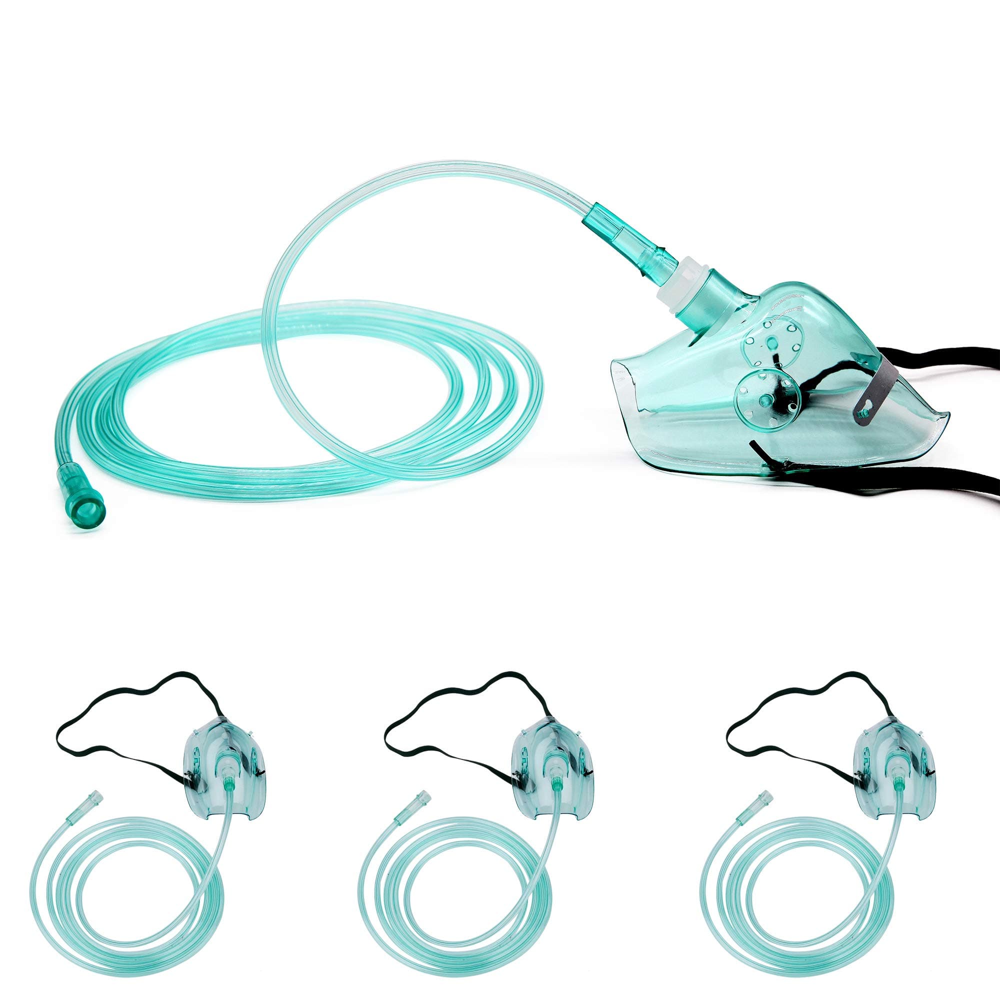Pediatric Elongated Standard Oxygen Mask with 6.6' Tubing and Adjustable Elastic Strap - 3 Packs - Size M
