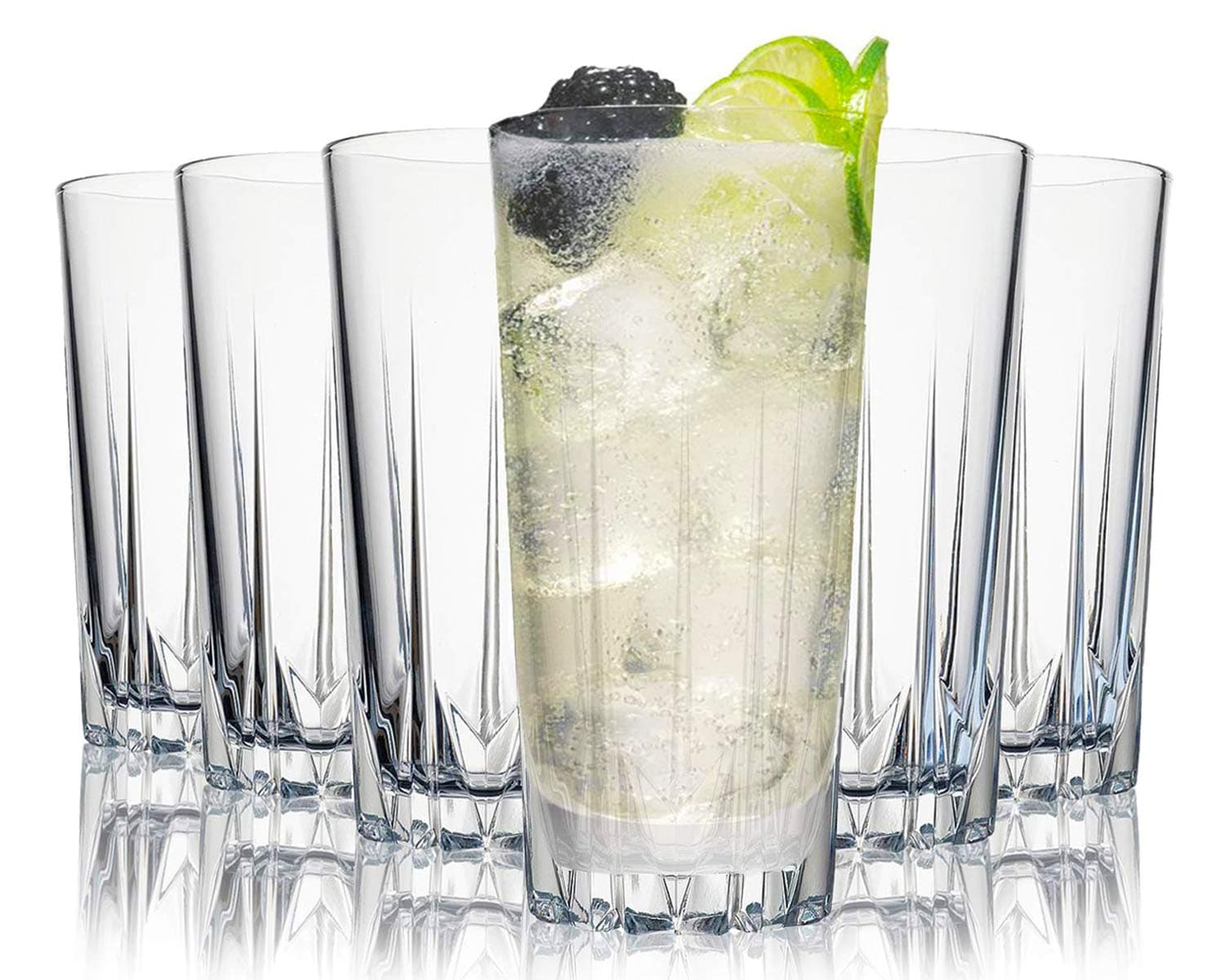 Tivoli Miami Juice Glasses โ 330 ml - Set of 6 - High-Quality Glasses - Dishwasher Safe - Crystal Glasses