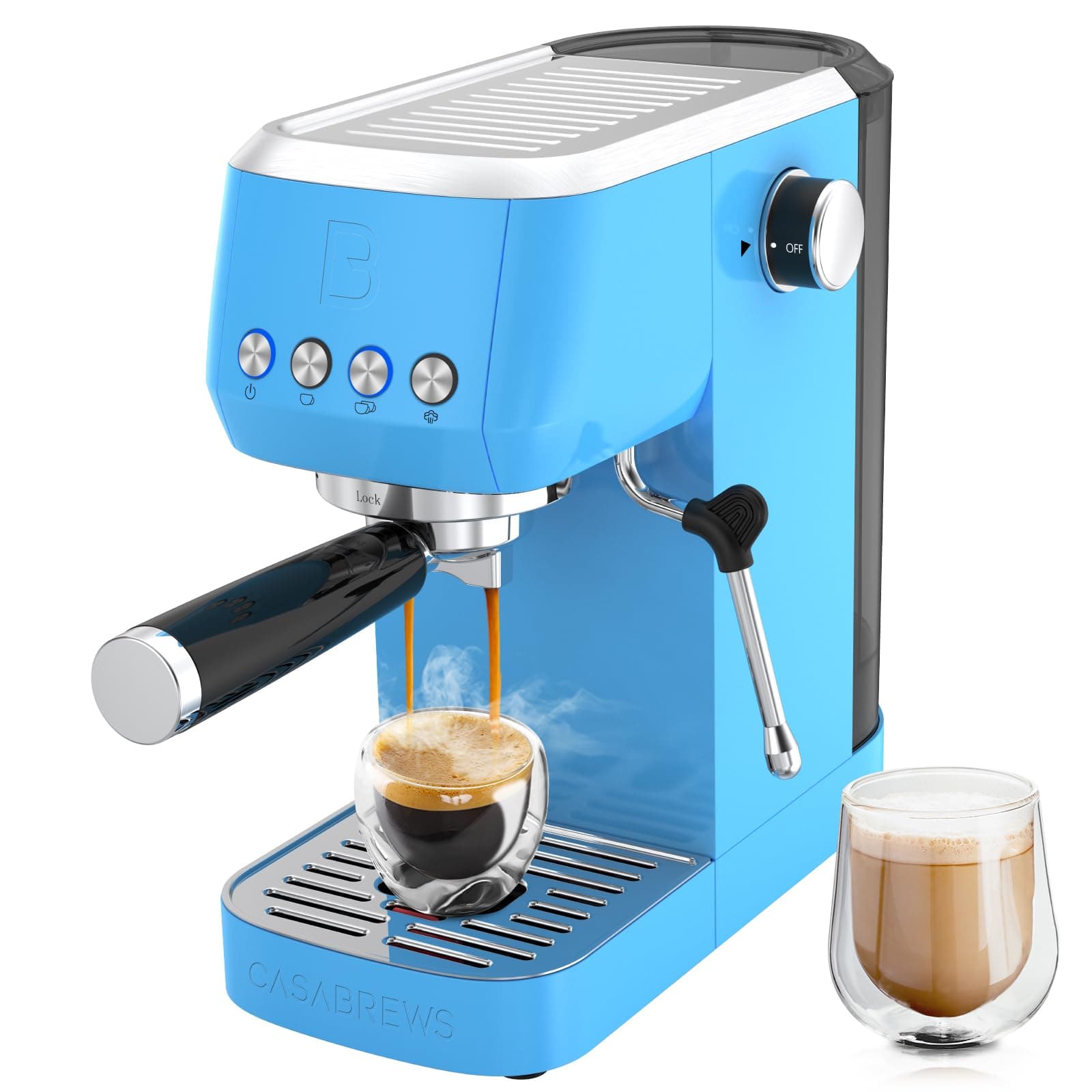 CASABREWS 20 Bar Espresso Coffee Machine, Stainless Steel Espresso Machine with Steam Frother for Home, Compact Coffee Machine for Cappuccino, Latte Coffee Tank, 20 Bar