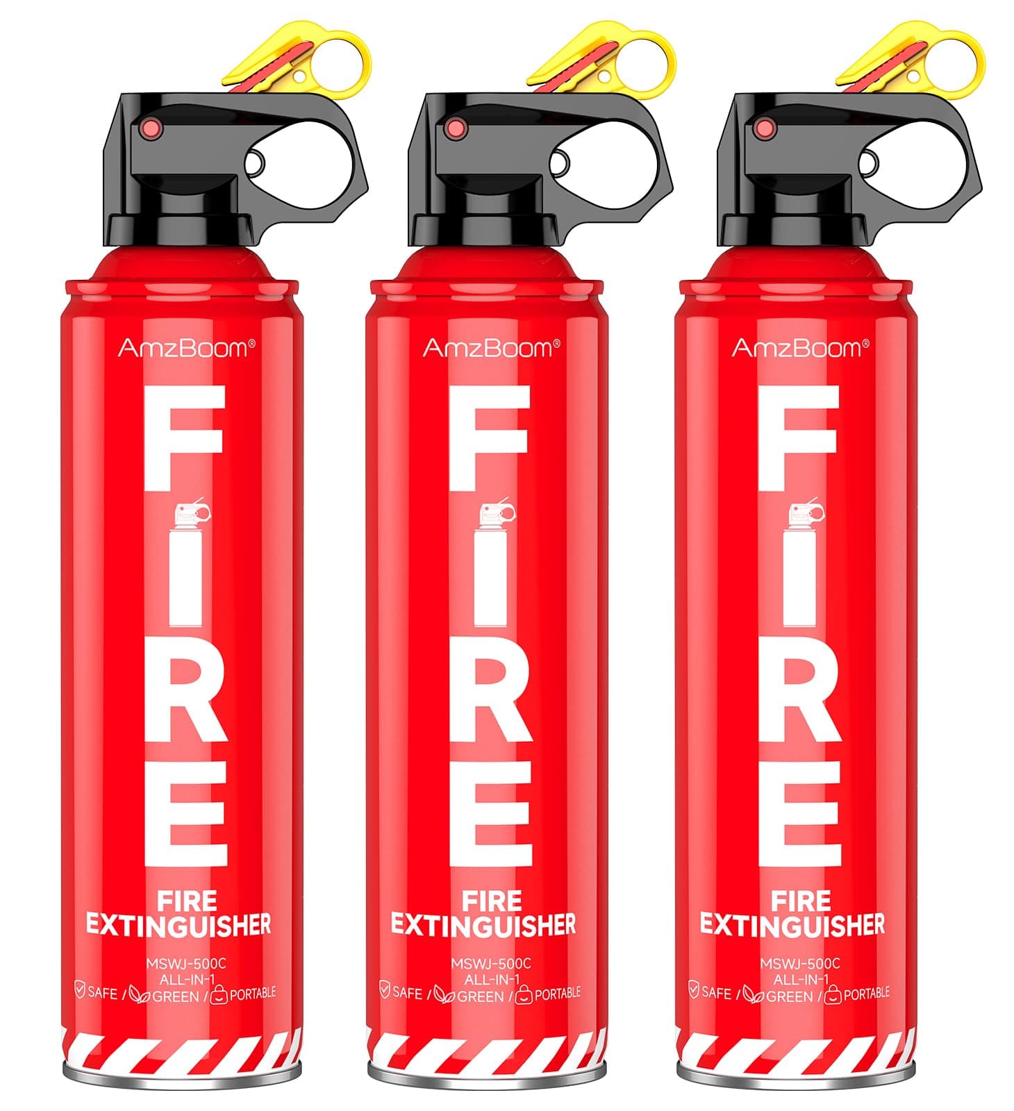 Fire Extinguisher for Home, Car, Kitchen, and Boat 3-Pack, Portable Extinguishing Aerosol Spray Compact A, B, C, K – Includes Mounting Brackets for Easy Access.