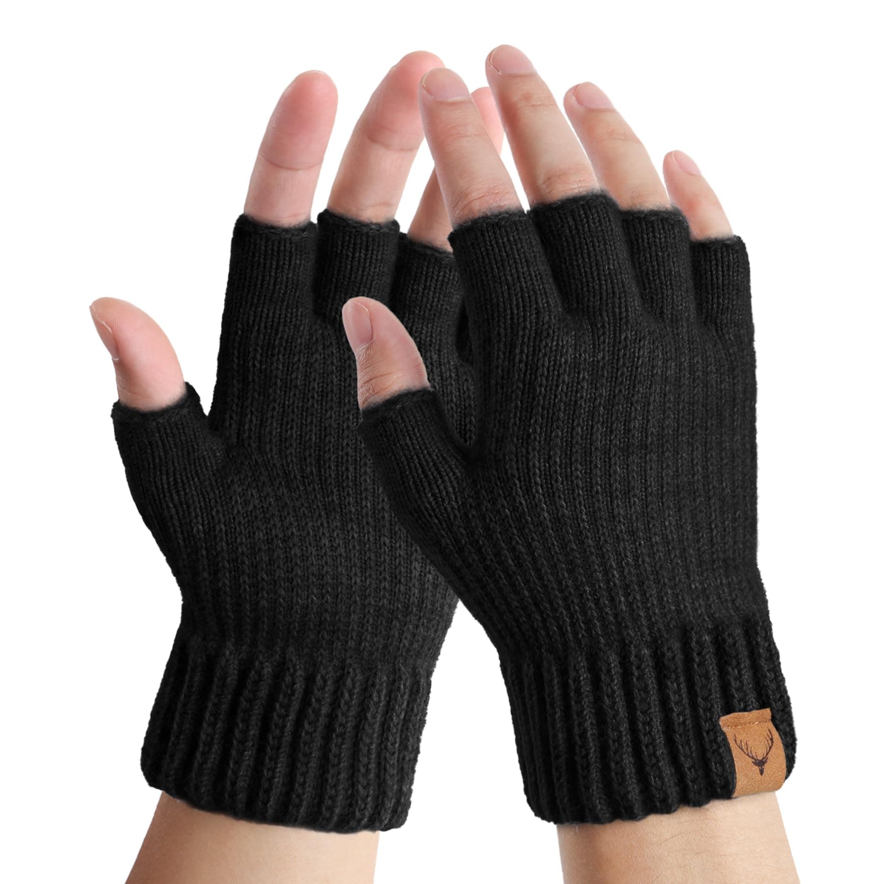 Fingerless Gloves Thermal Winter Gloves Warm Knitted Half Finger Gloves Mittens for Men Women Typing Driving Working
