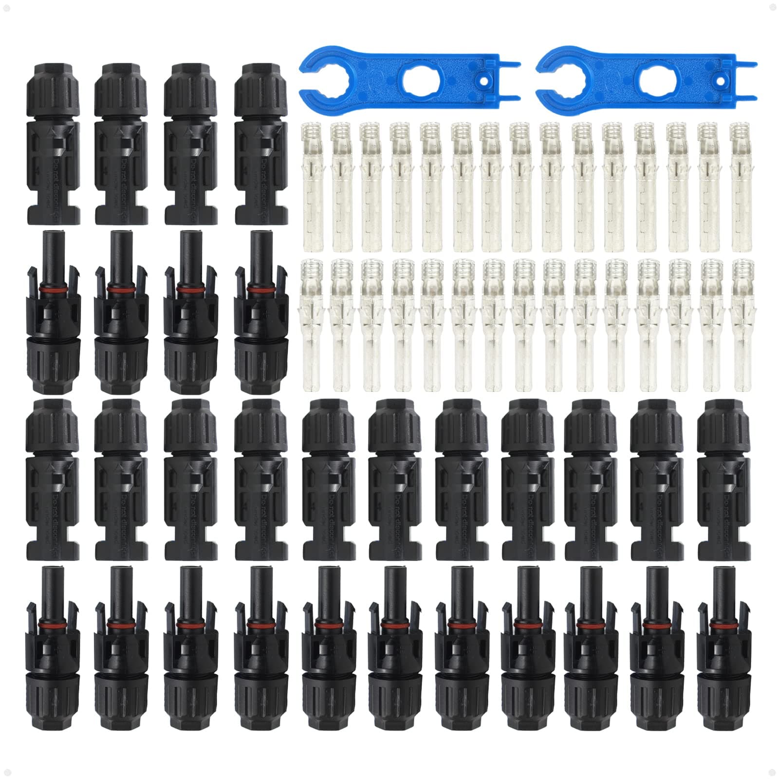 30PCS Solar Connectors Male Female with Dual Spanners IP67 1000V 30A 10AWG 12AWG 14AWG Waterproof Solar Panel Cable Connectors (15 Pairs Solar Connectors)