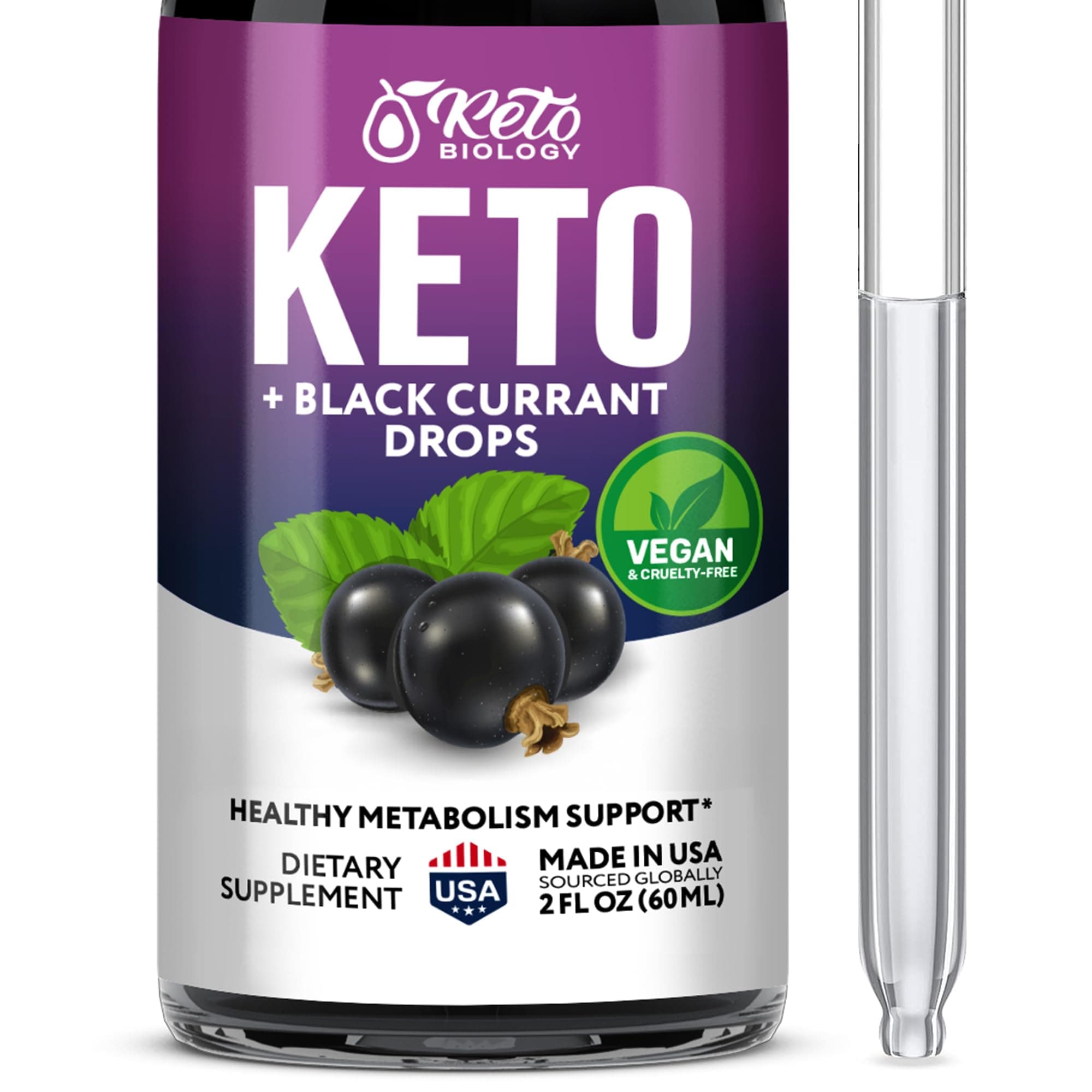 Black Currant Seed Oil Extract + Keto Drops 2000 mcg - Made in USA - Natural Keto Liquid Keto Supplement - Advanced Ketones Supplement Keto Food - 2 fl oz