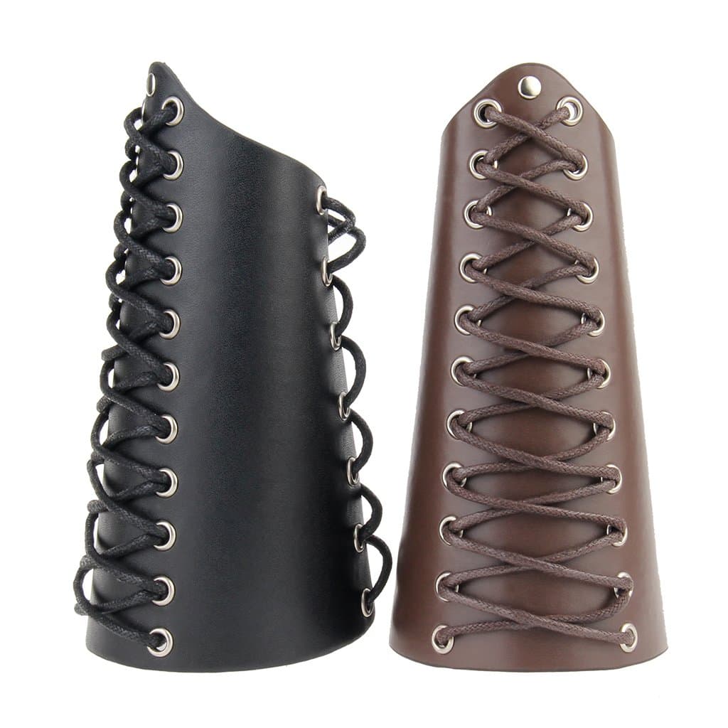 LIANCHI 2pcs Unisex Faux Leather Gauntlet Wristband Wide Bracer Arm Armor Cuff