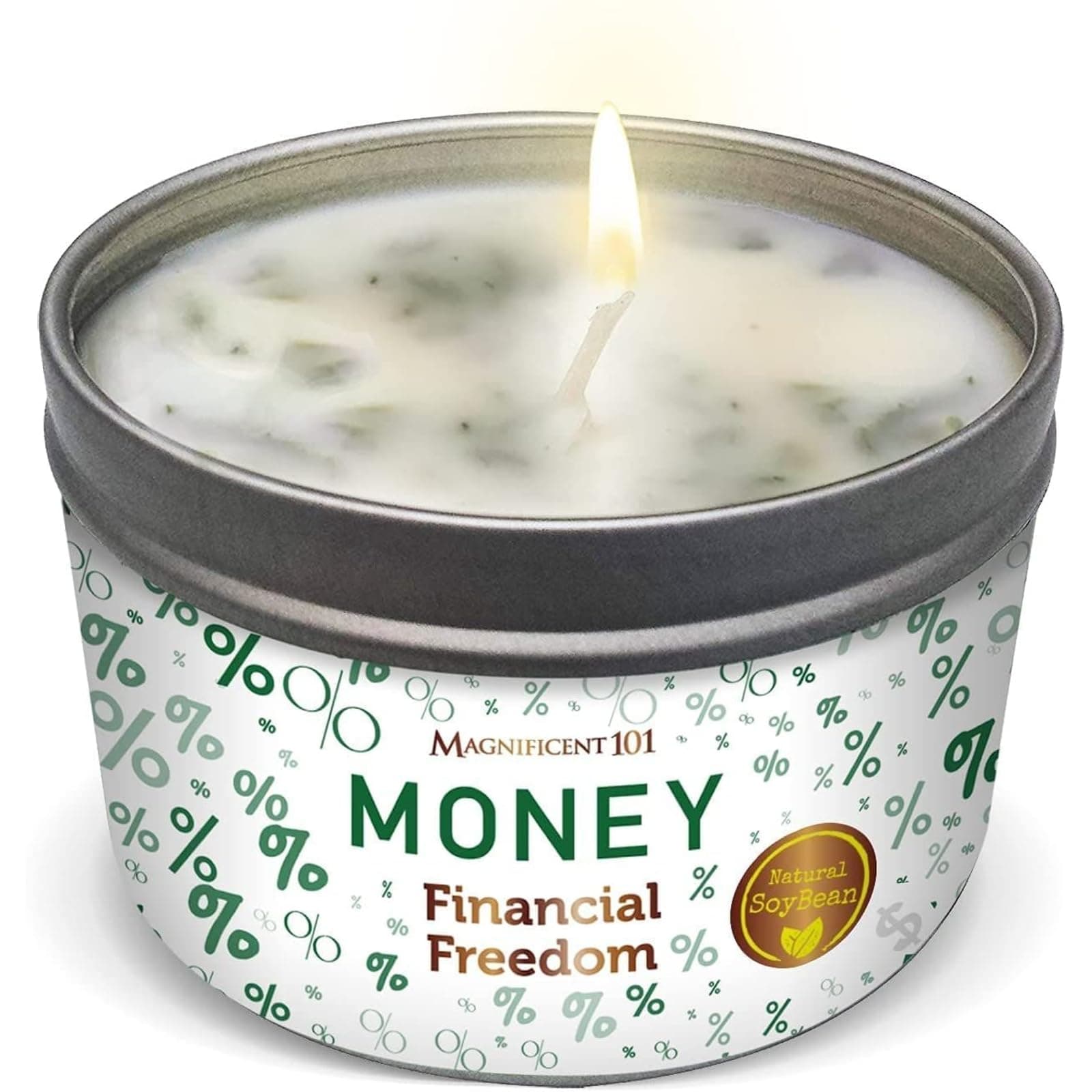 MAGNIFICENT 101 Money Financial Freedom Aromatherapy Candle - Clove, Cinnamon, Citronella Scented Natural Soybean Wax