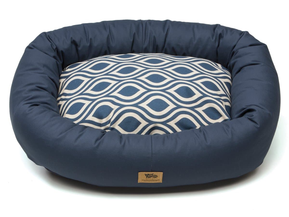West Paw Design Bumper Bed Stuffed Dog Bed, Cobalt/Cobalt Groove, Medium