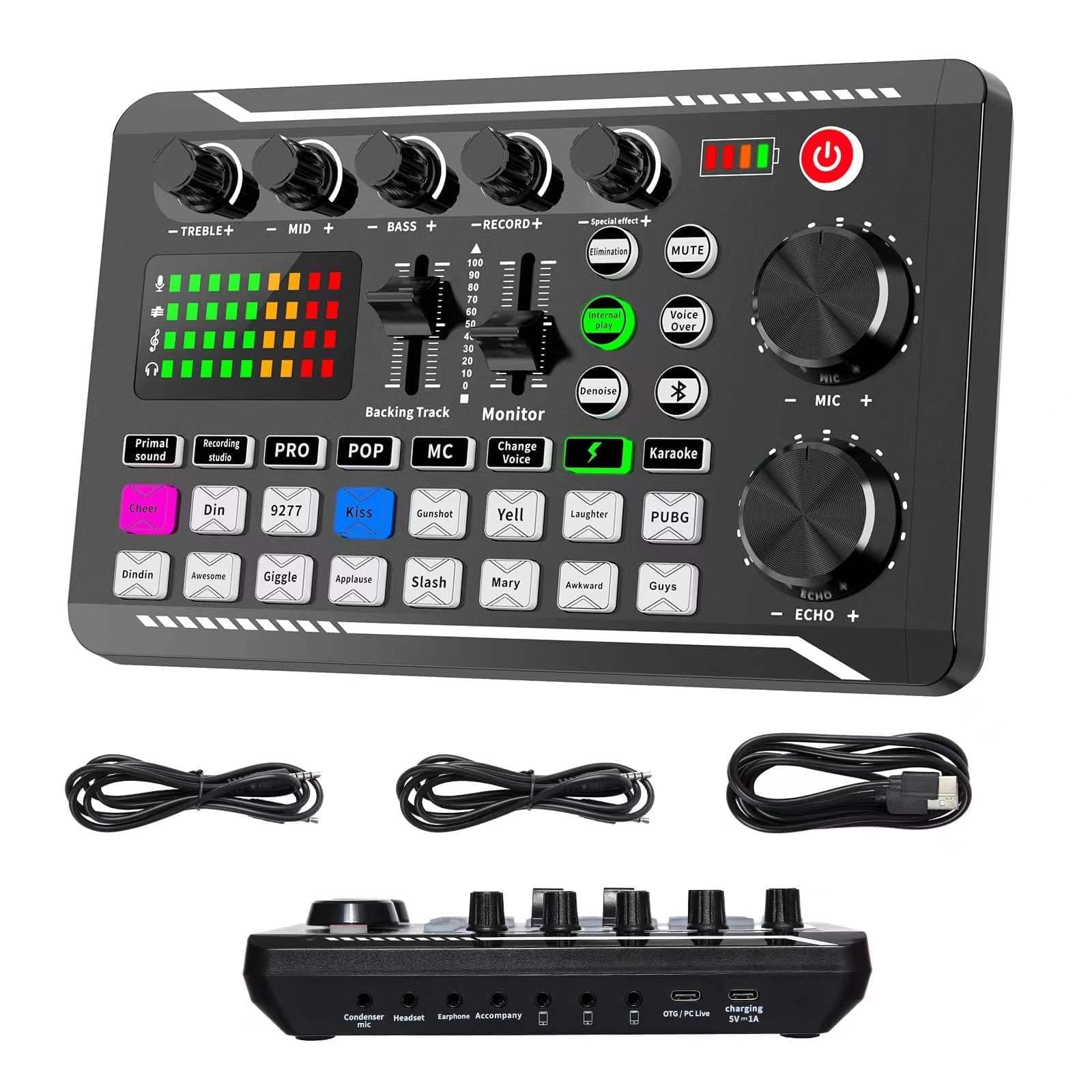 Professional Audio Mixer, Live Sound Card and Audio Interface with DJ Mixer Effects and Voice Changer,Podcast Production Studio Equipment, Prefect for Streaming/Podcasting/Gaming