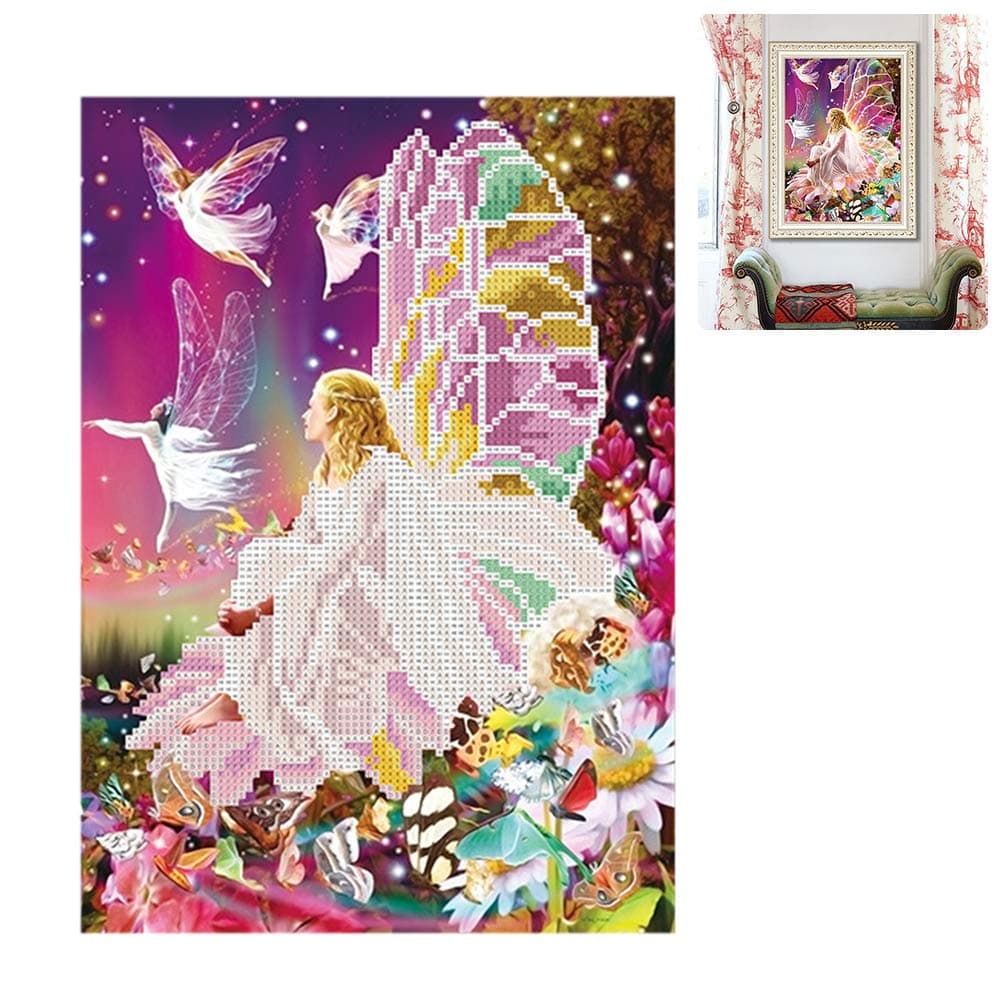 Ettzlo 30x40cm Butterfly Fairy 5D Diamond Painting Embroidery DIY Needlework Home Wall Decor