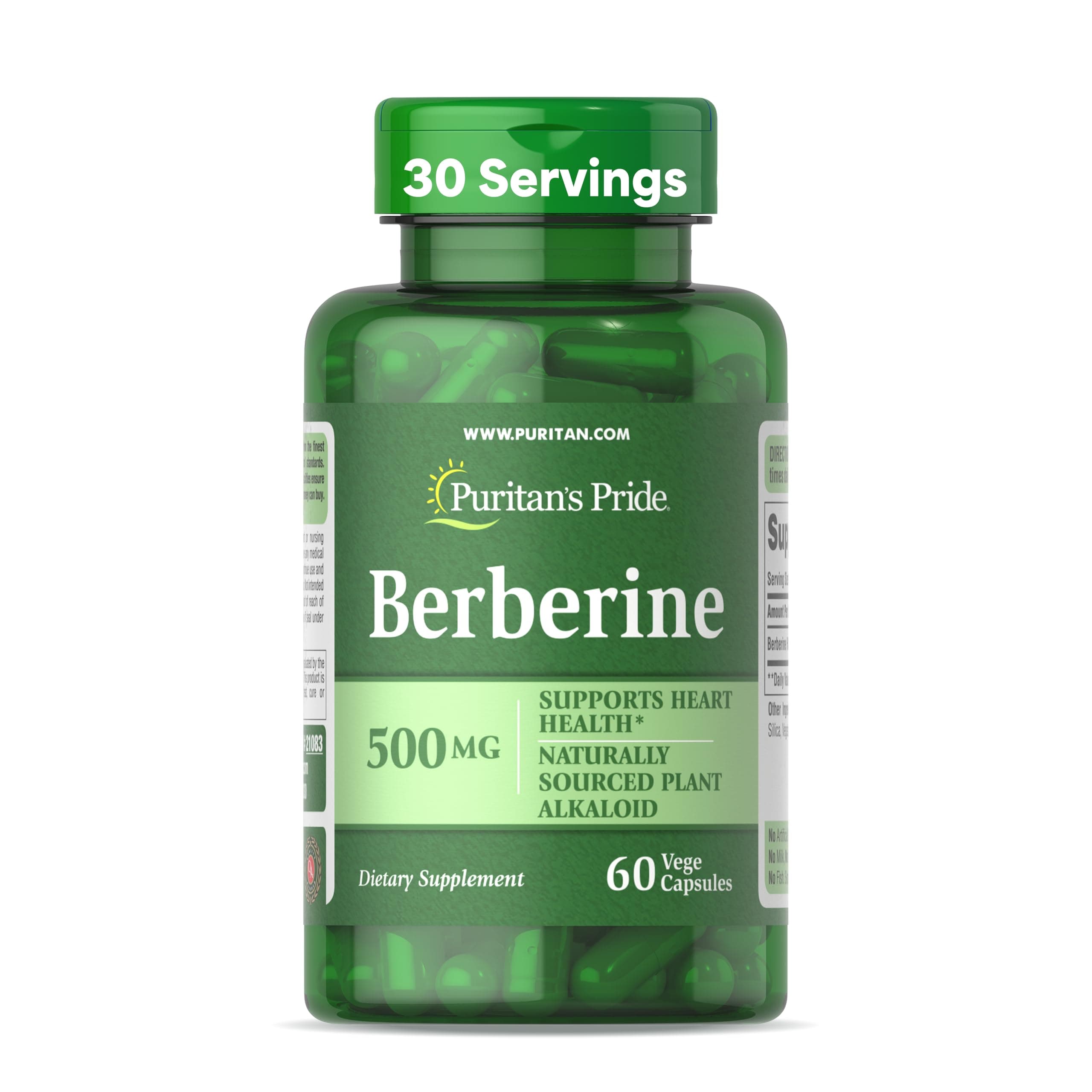 Berberine 500 mg, Dietary Supplement Support for Heart Health, Weight Loss, Support Blood Sugar and Cholesterol, 1 Month Supply, 60 Capsules