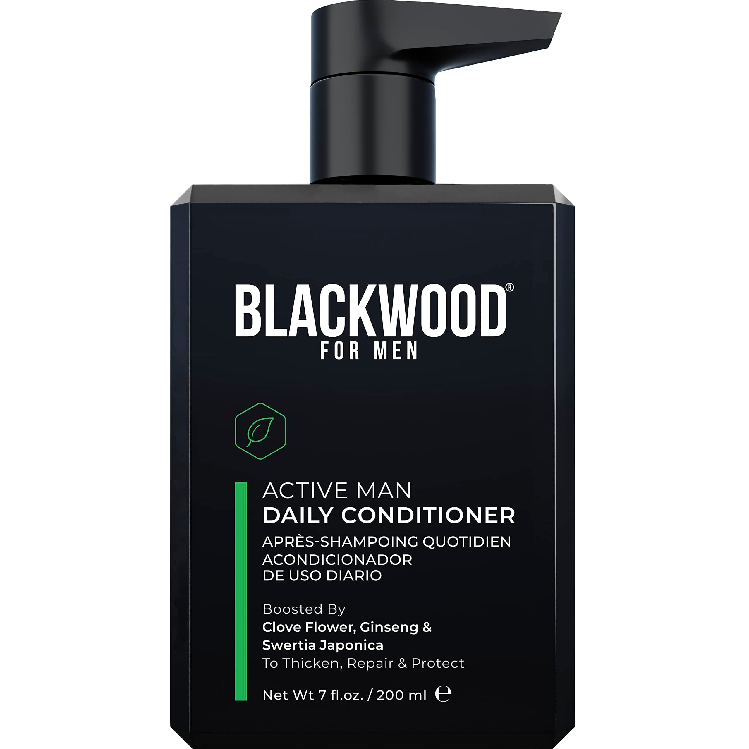 BLACKWOOD FOR MEN Active Man Daily Conditioner - Men's Thickening Conditioner for Hair Loss & Dandruff - Deep Treatment for Shine - Natural Vegan Formula - Sulfate, Paraben, & Cruelty-Free (7 Oz)