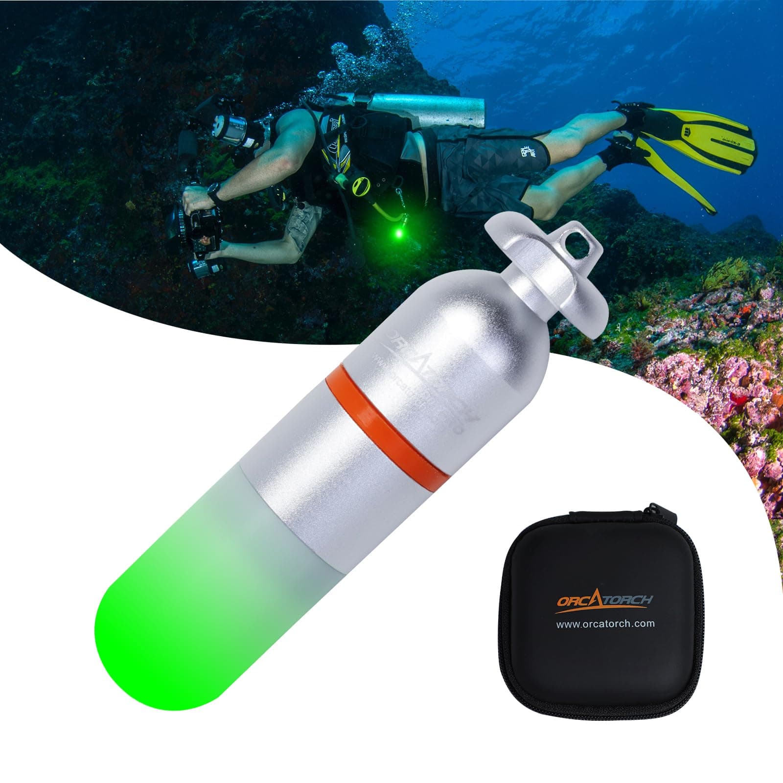 SD01PRO Upgraded Bright Dive Signal Light, Submersible Beacon Mini Tank Marker Light with Constant and Flashing Modes, for Scuba Diving and Night Time Visibility (Green)