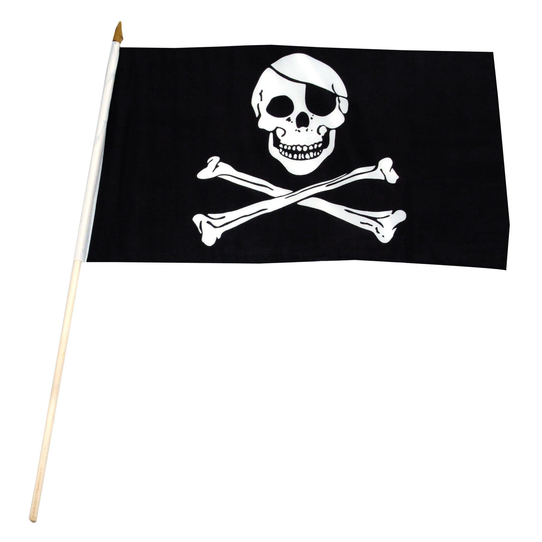 US Flag Store Pirate Jolly Roger Stick Flag, 12 by 18-Inch