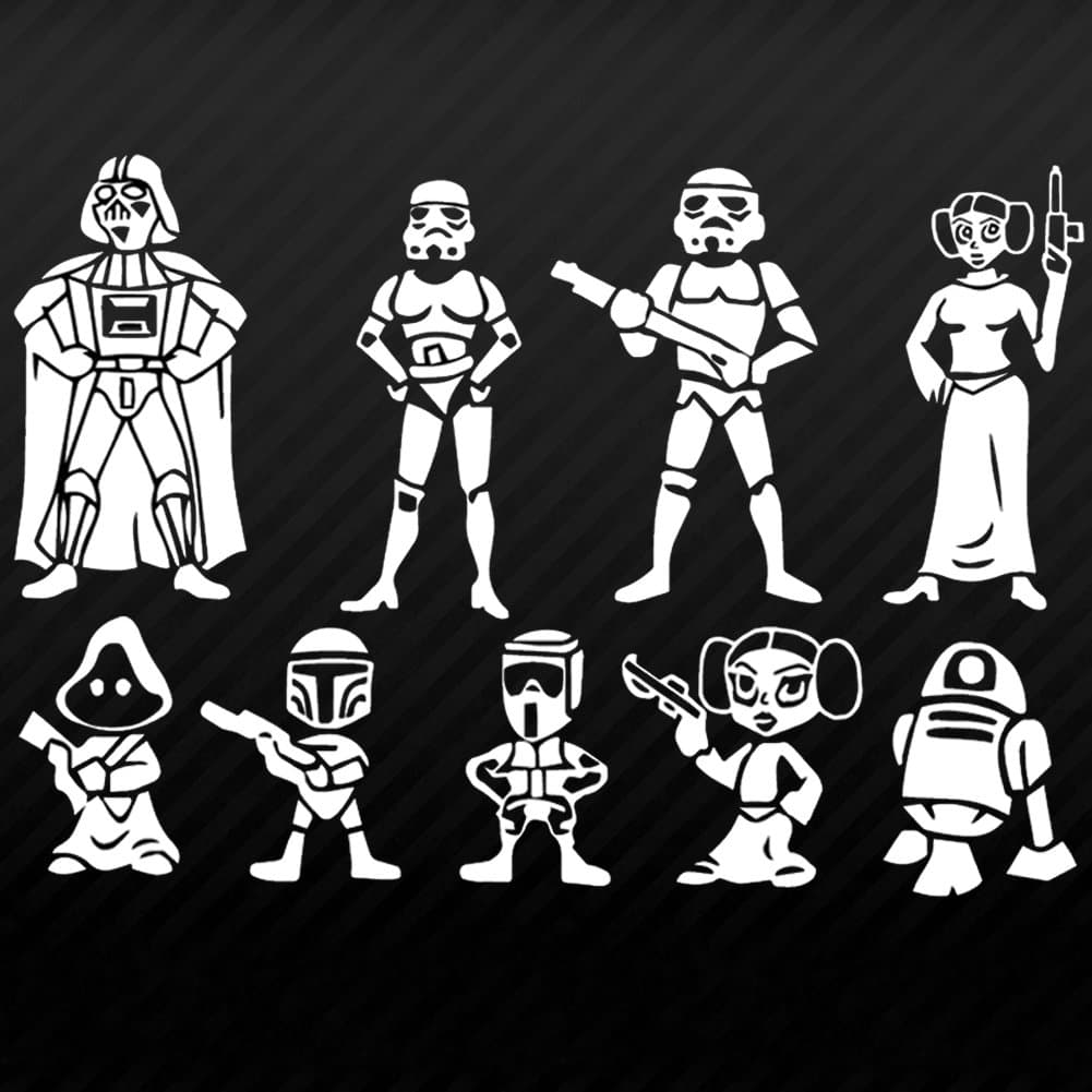 SW Family Imperial Storm Trooper Leia R2-D2 Family Car Decal Automotive Vinyl Sticker 8"