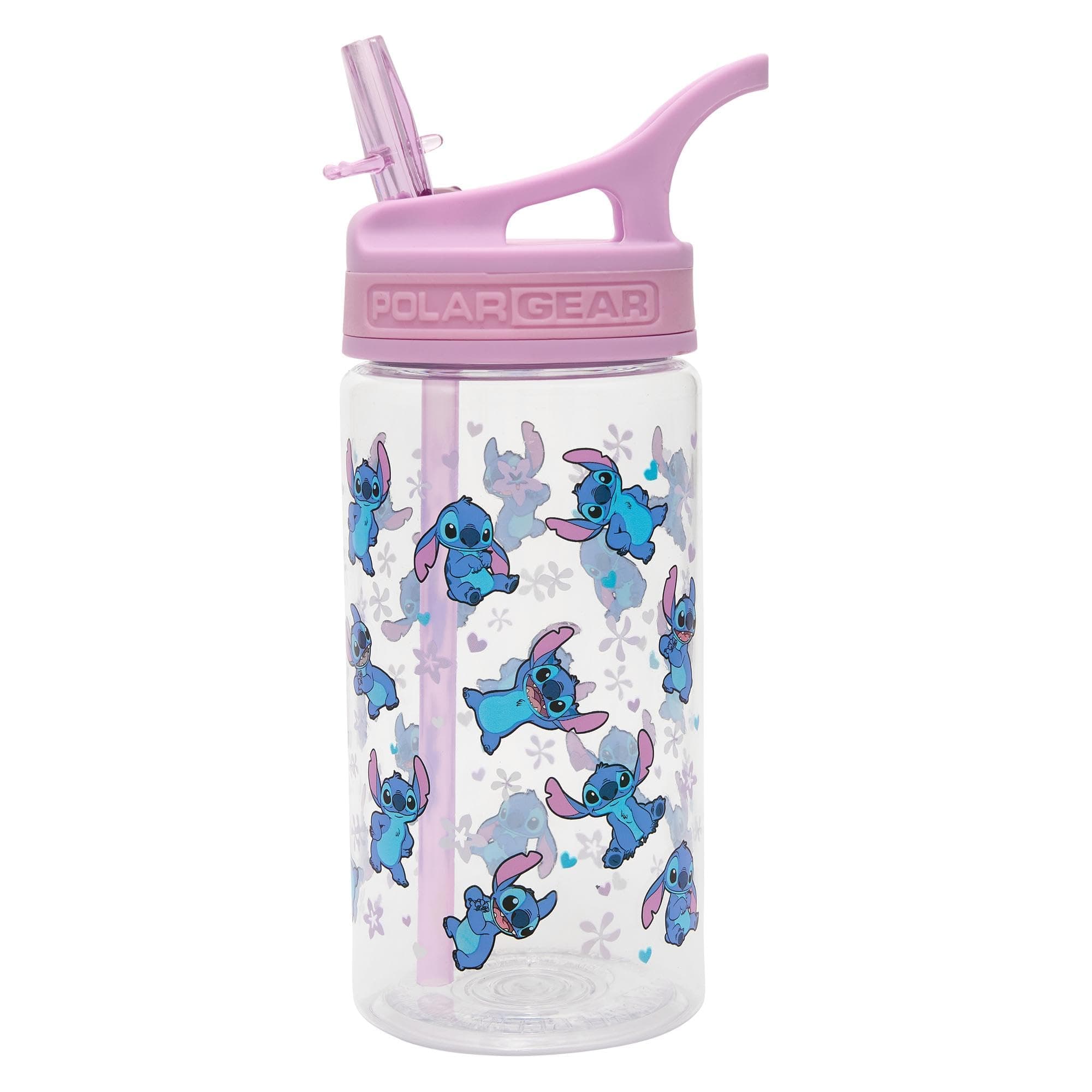 Disney Stitch Kids Water Bottles with Straw - 400ml BPA-Free Kids Drinks Bottle with Carry Handle - School Water Bottle with Removable Straw